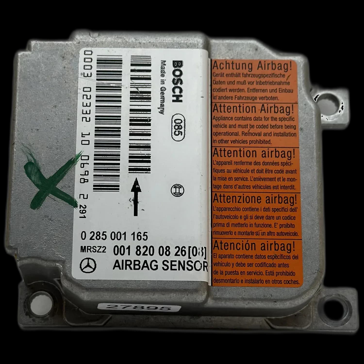 Airbagcomputer A 001 820 08 26 (03), Etiket