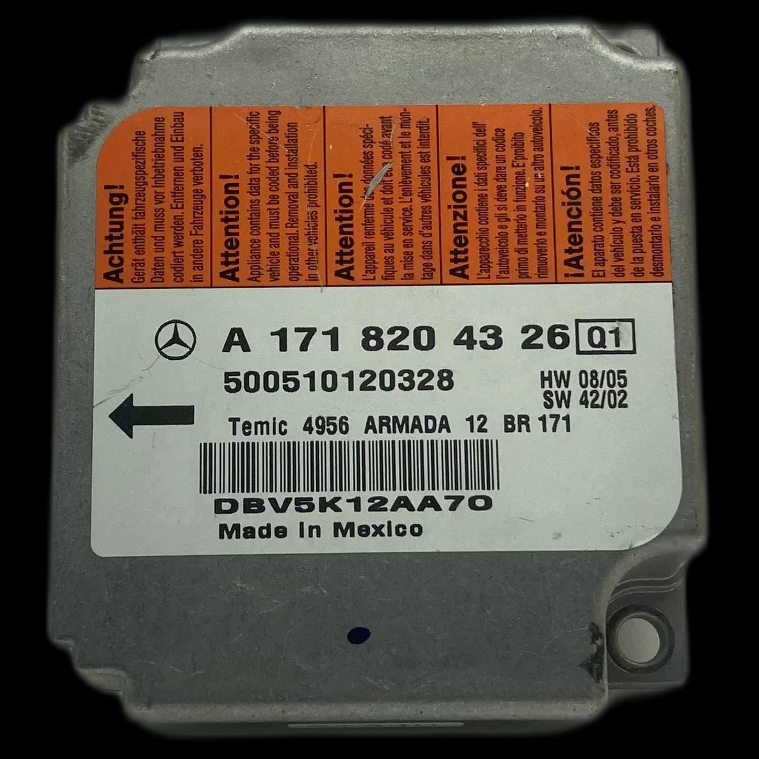 Airbag-regeleenheid A 171 820 43 26, Etiket
