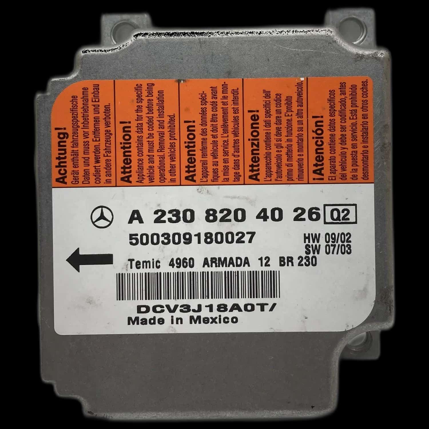 Mercedes-Benz SL-Klasse R230 airbag-regeleenheid reparatie