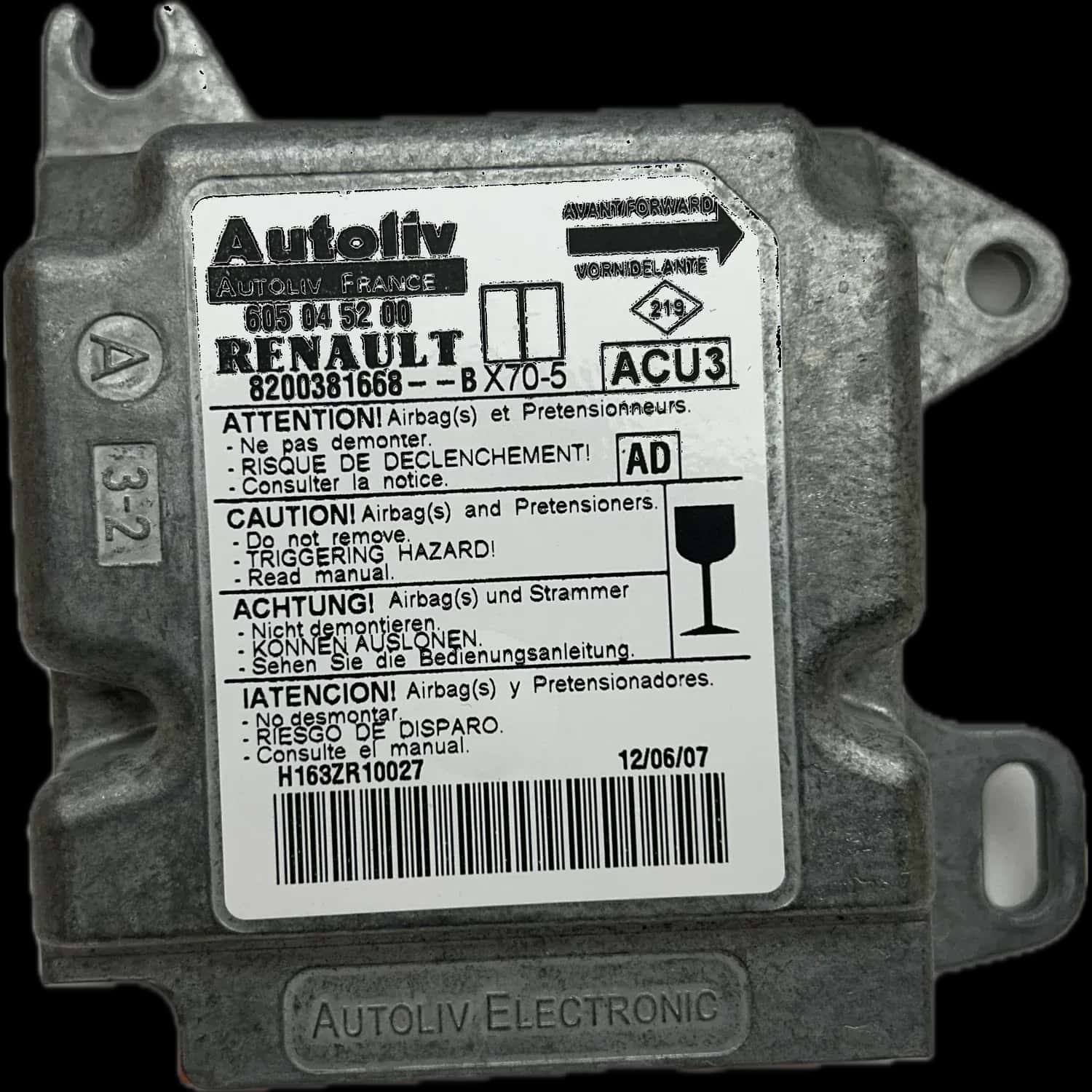 Renault Master IV airbag-regeleenheid reparatie