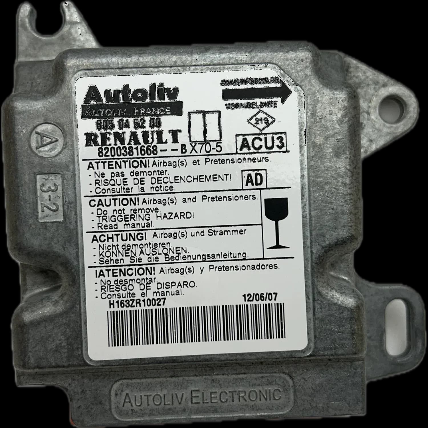 Renault Master IV airbag-regeleenheid reparatie