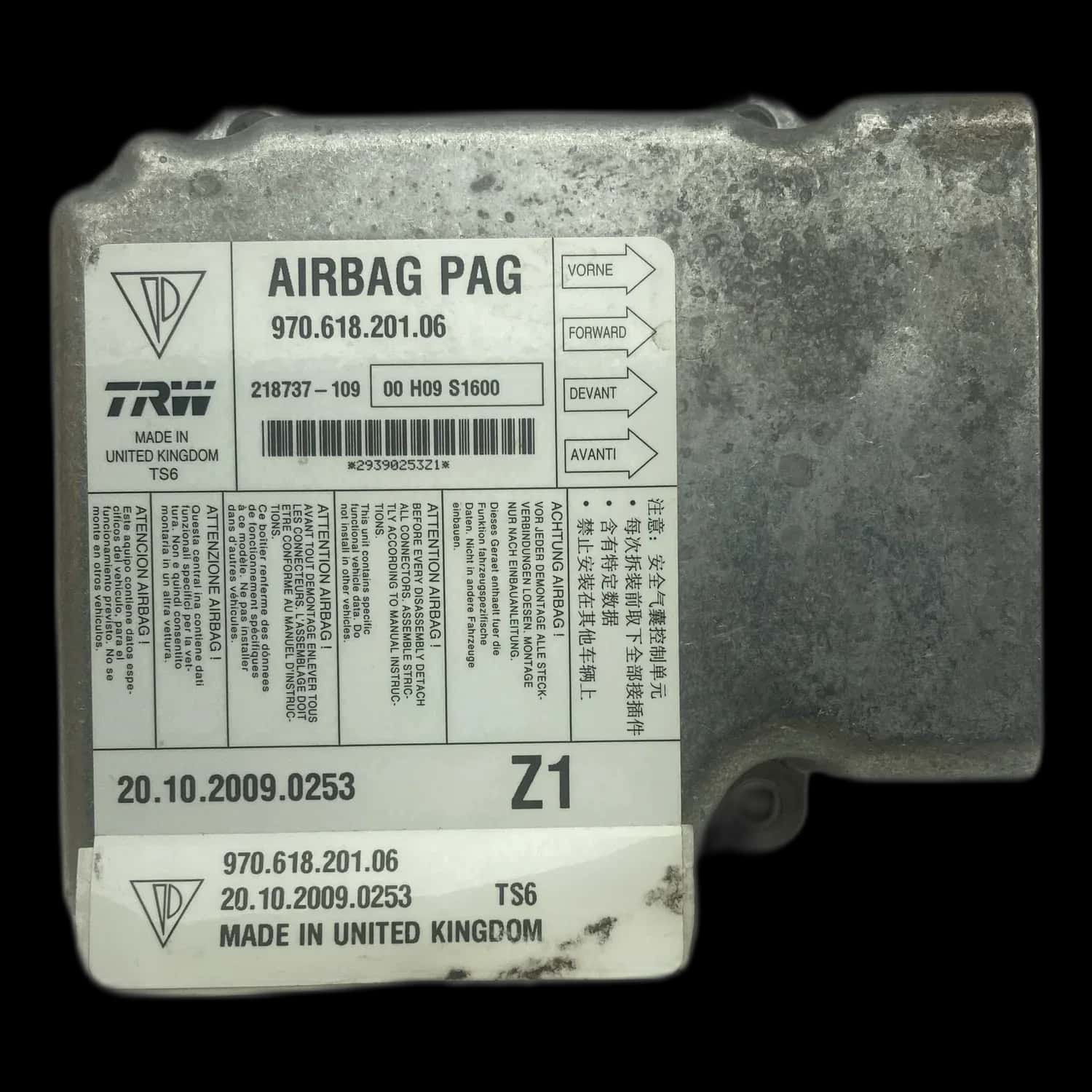 Porsche Panamera 970 airbag-regeleenheid reparatie