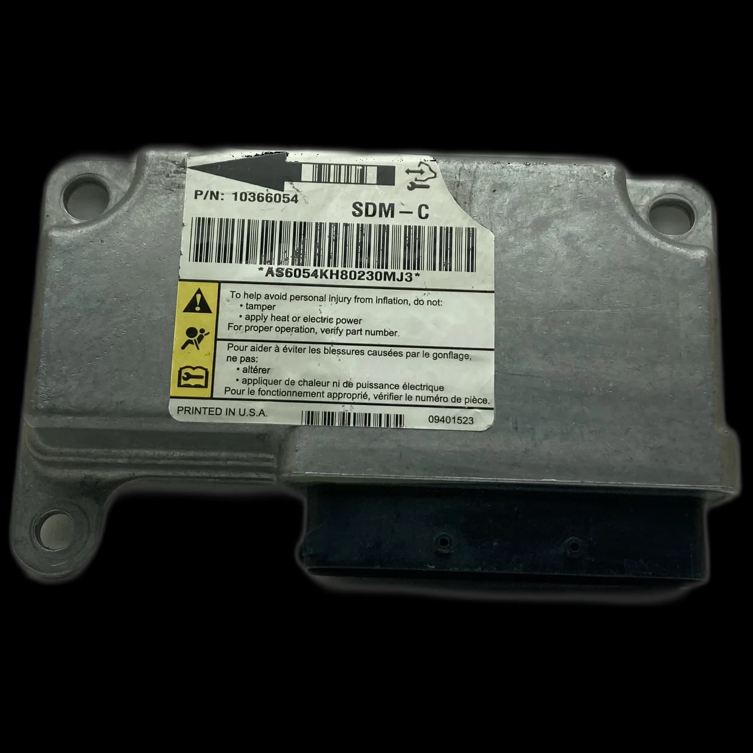 Airbagcomputer 10366054, Etiket
