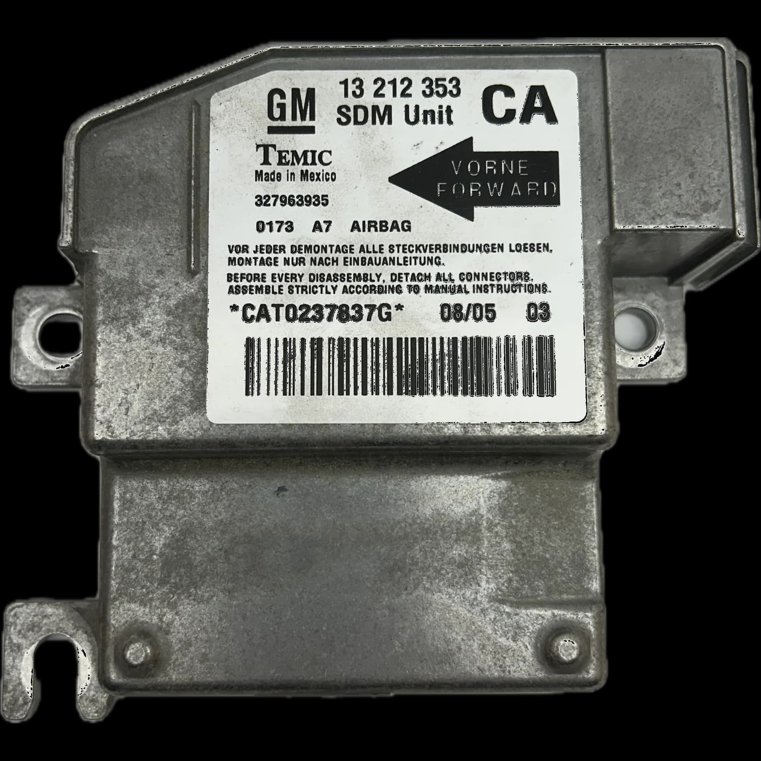 Airbagcomputer 13212353CA, Etiket