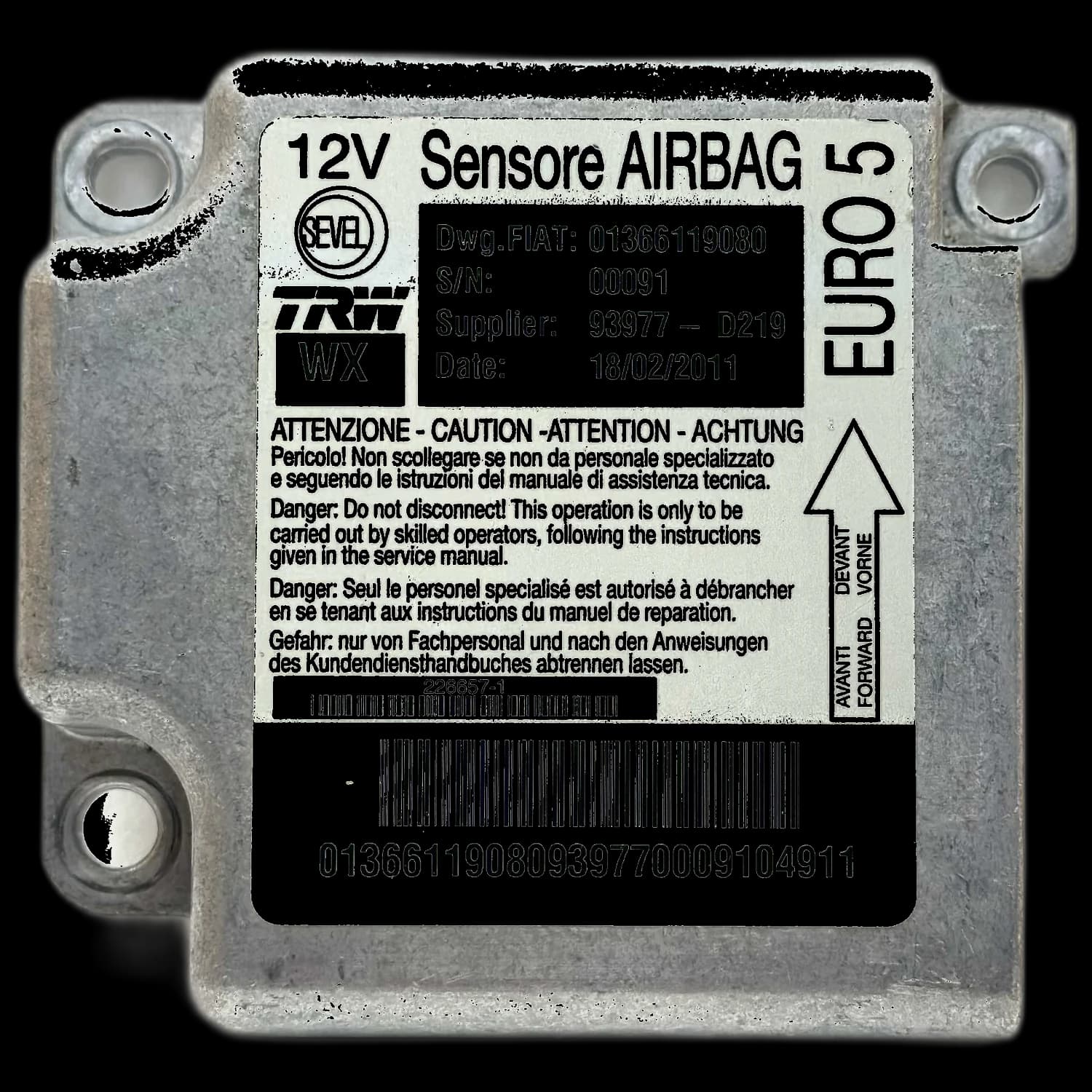 Airbagcomputer 01366119080, Etiket