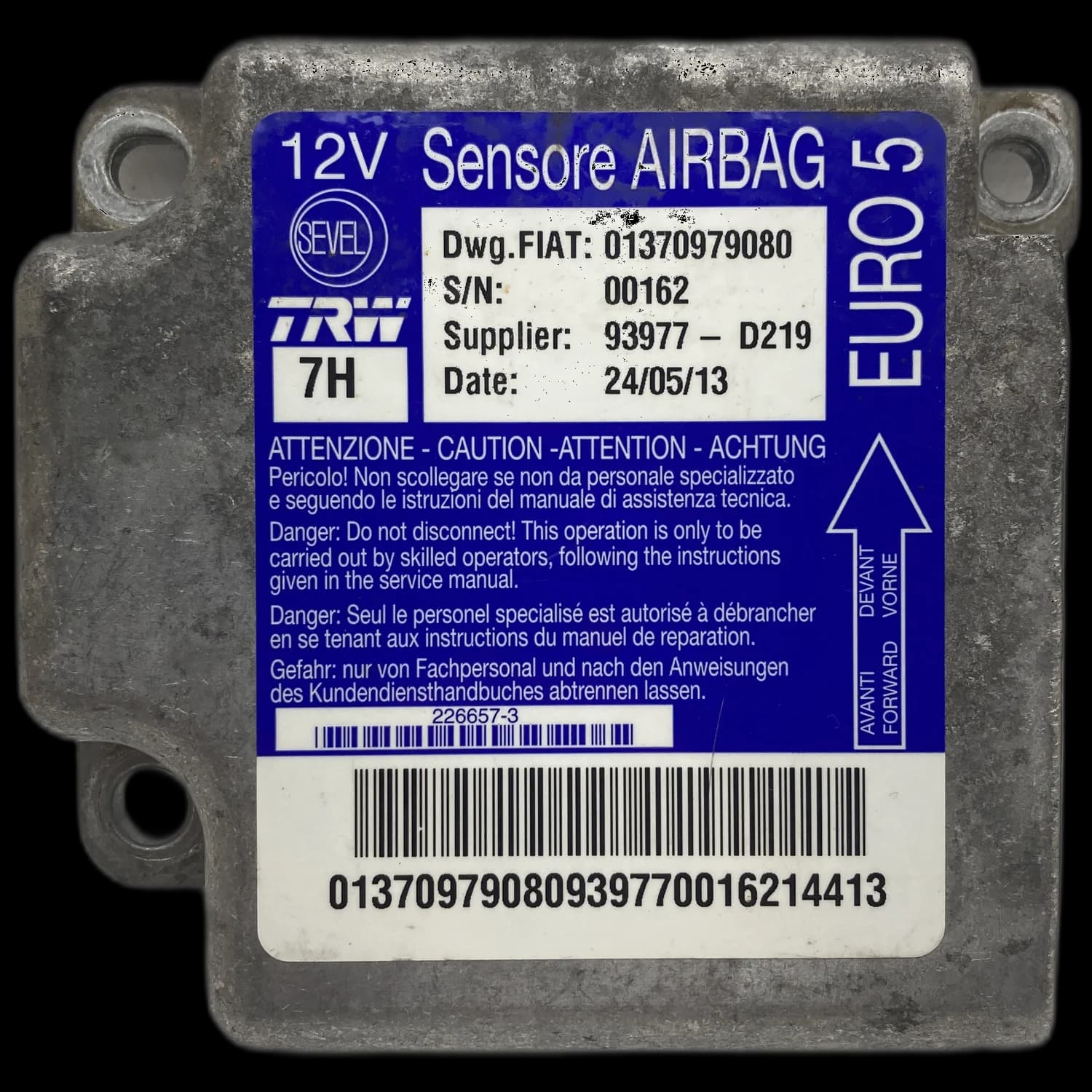 Airbag-regeleenheid 01370979080, Etiket
