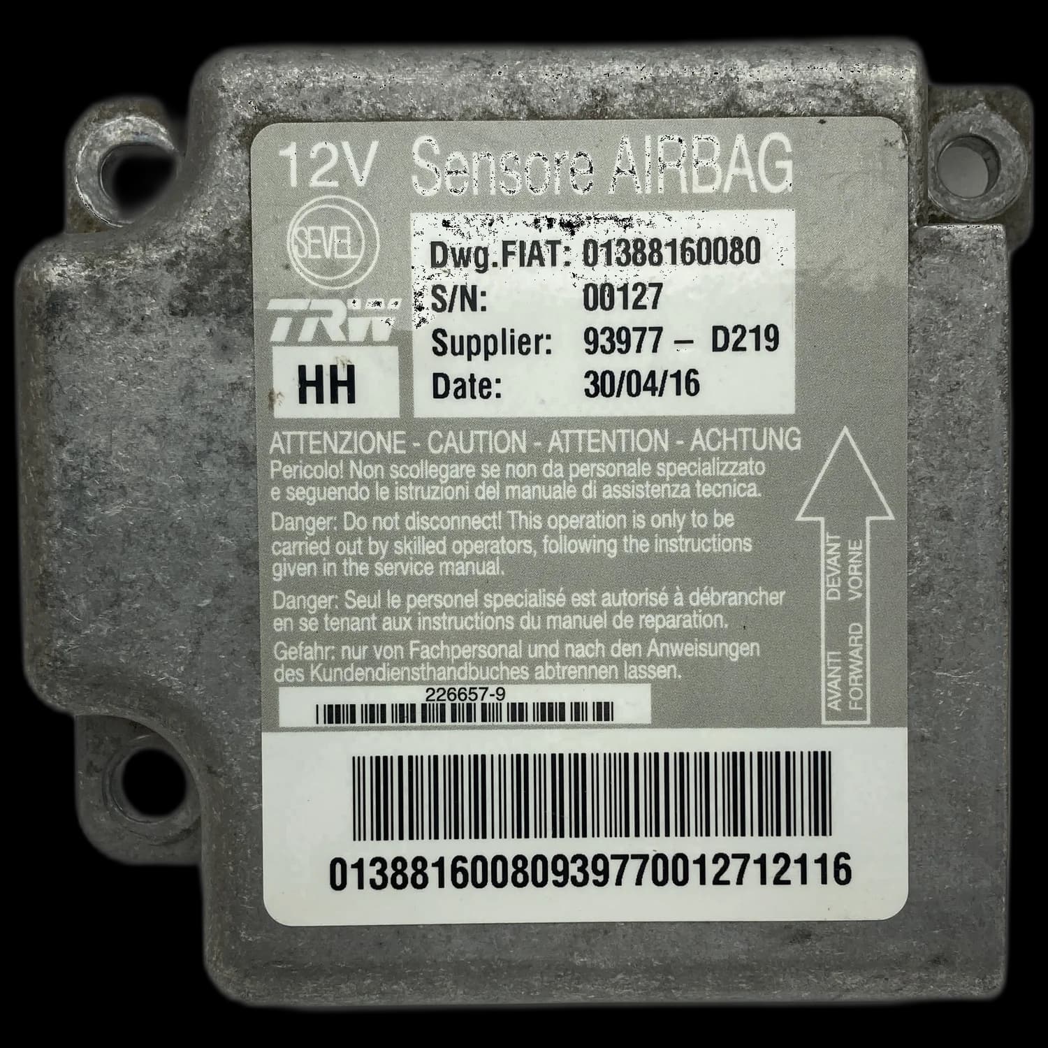 Airbagcomputer 01388160080, Etiket