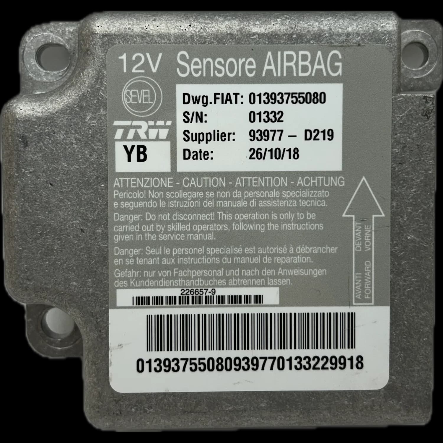 Airbag-regeleenheid 01393755080, Etiket
