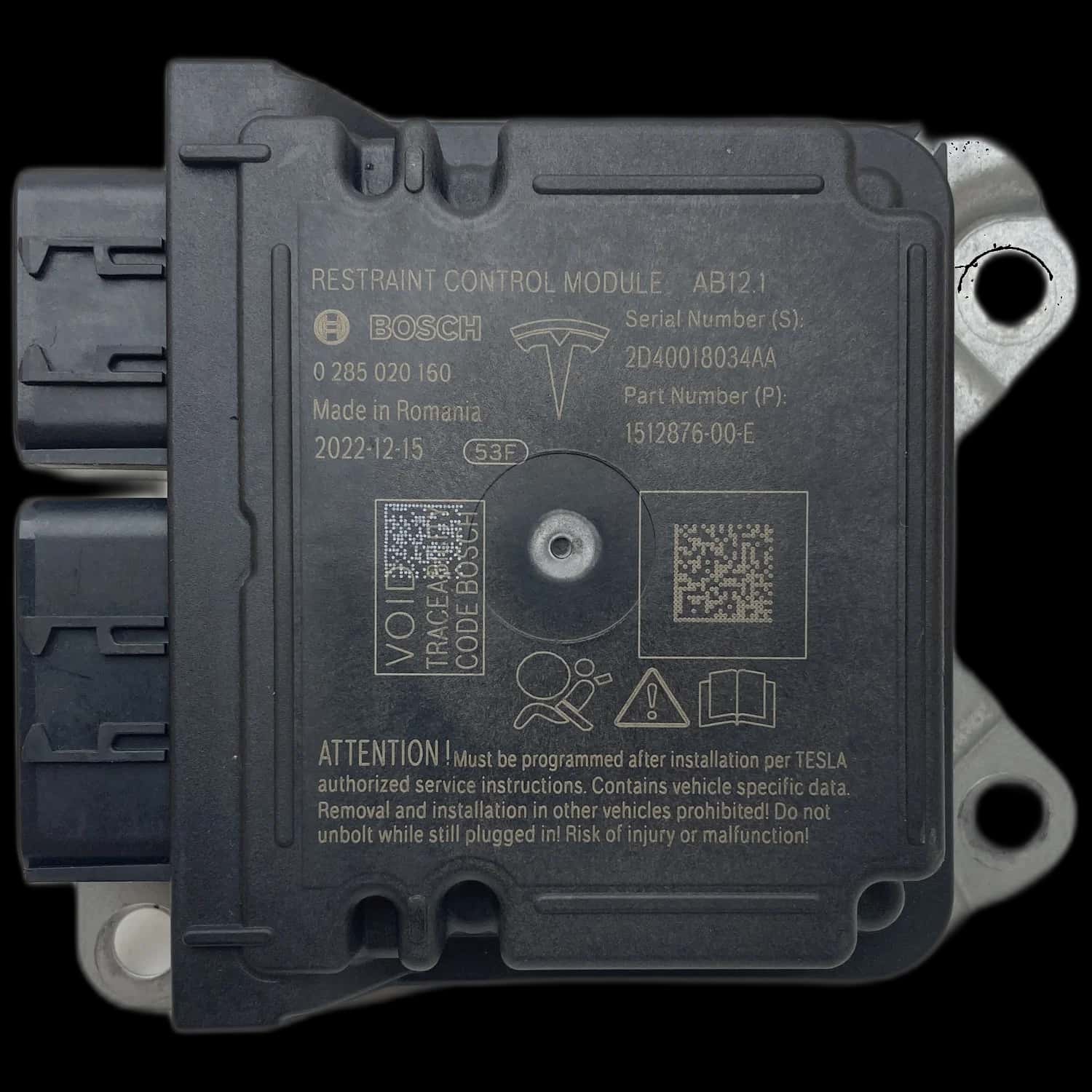 Tesla Model Y airbag-regeleenheid reparatie