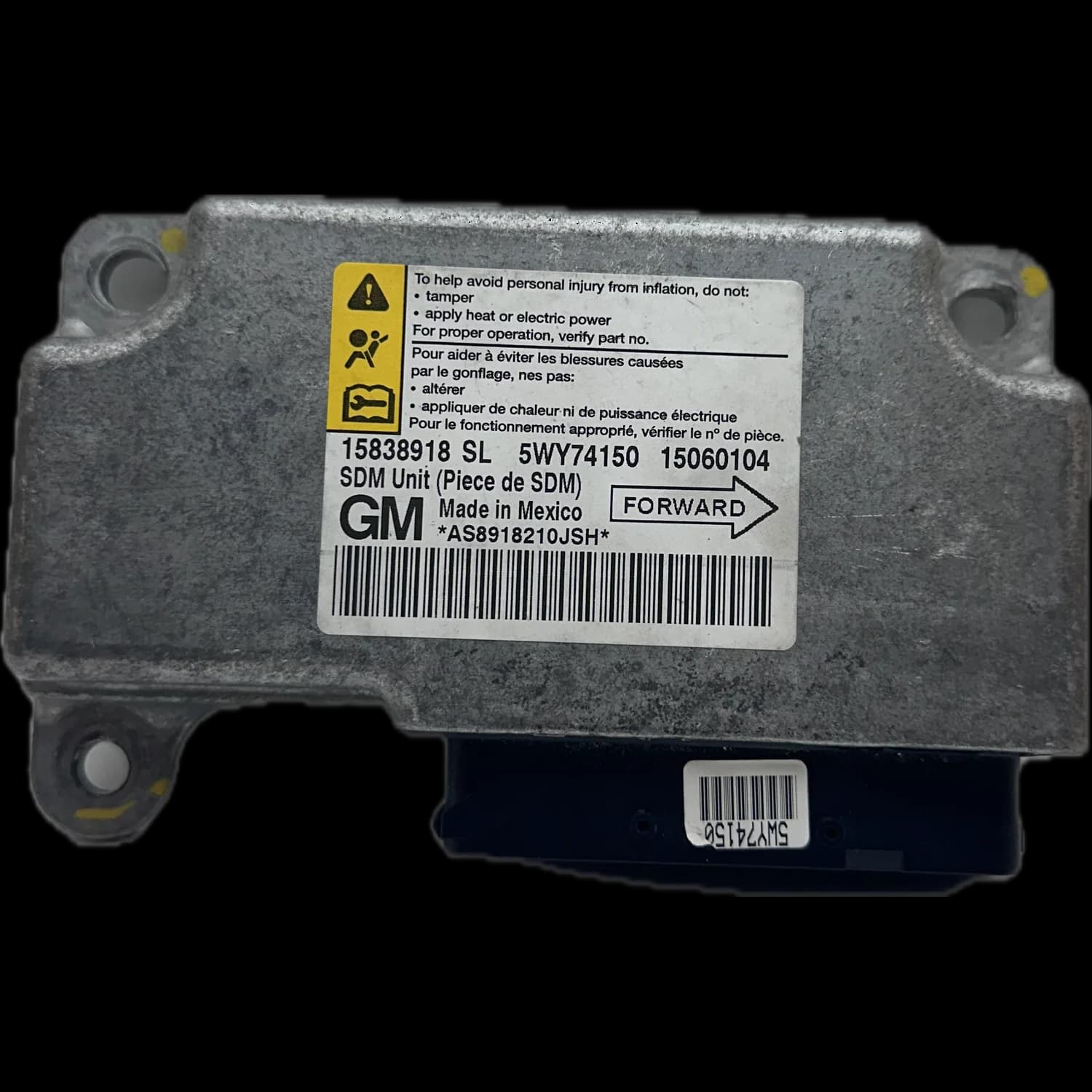 Airbagcomputer 15838918 SL, Etiket
