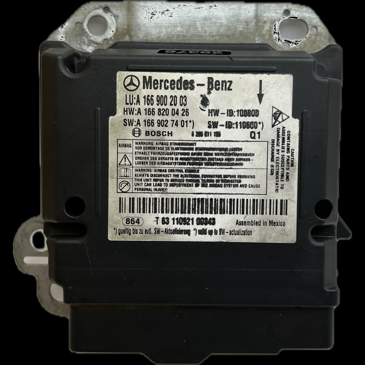 Airbagcomputer A1669002003, Etiket