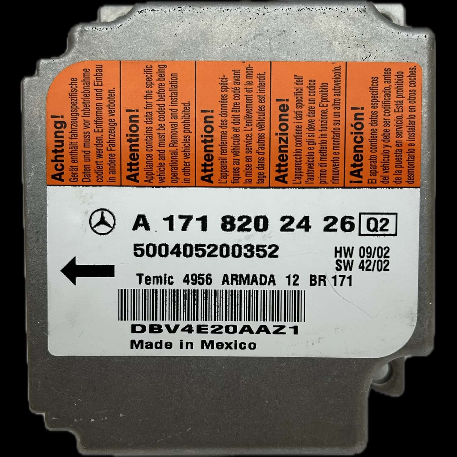 Mercedes-Benz SLK-Klasse R171 Cabrio airbag-regeleenheid reparatie