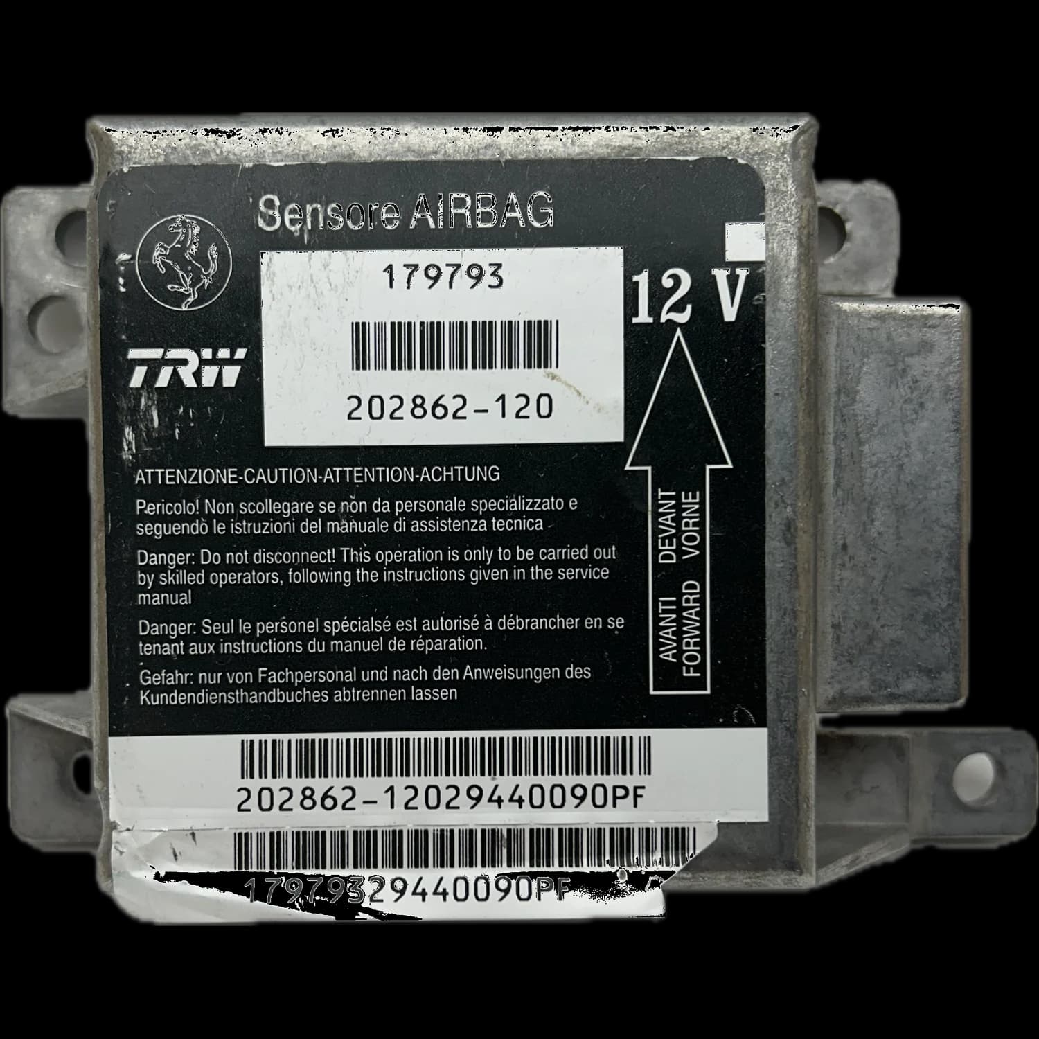 Airbagcomputer 179793, Etiket