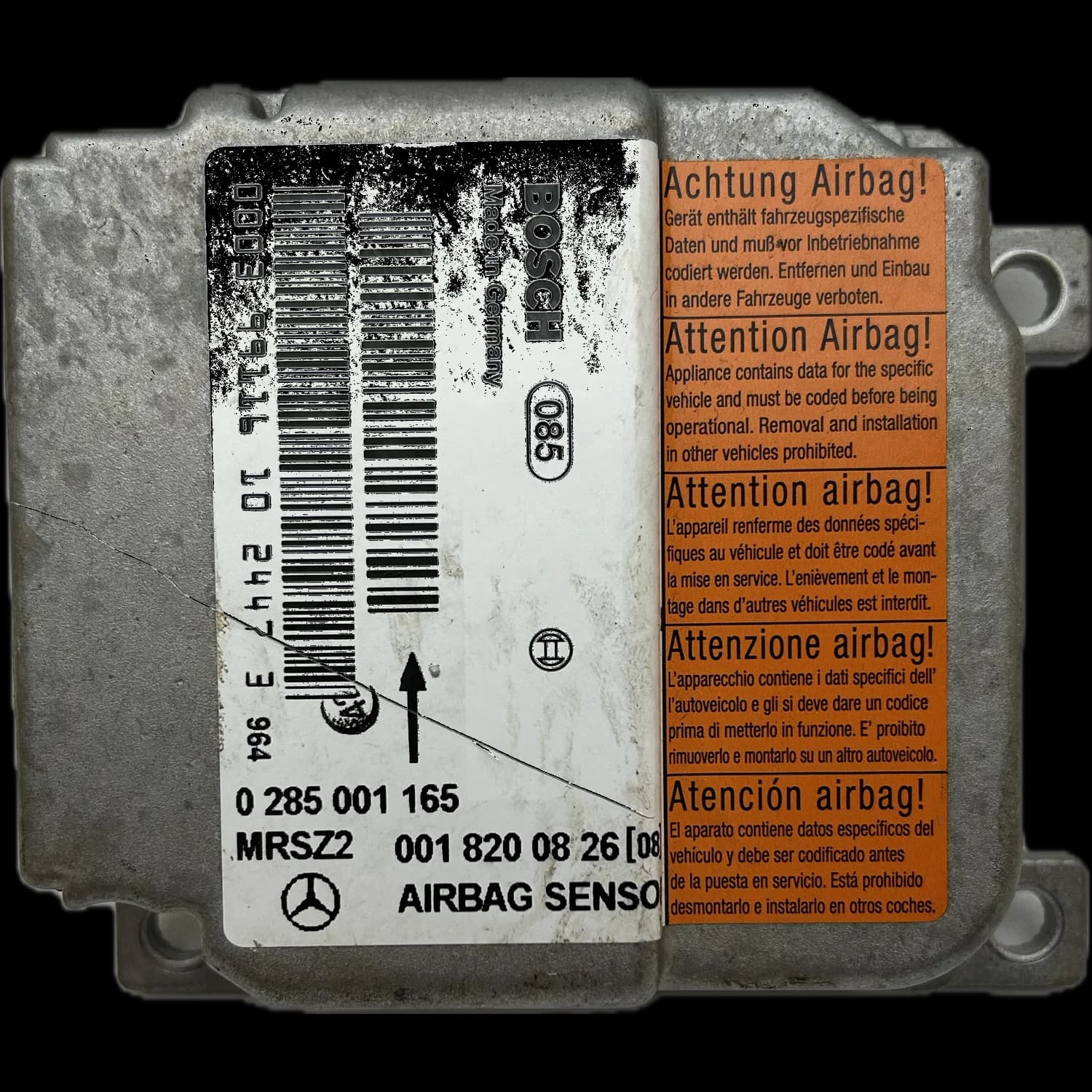 Airbagcomputer A 001 820 08 26 (08), Etiket