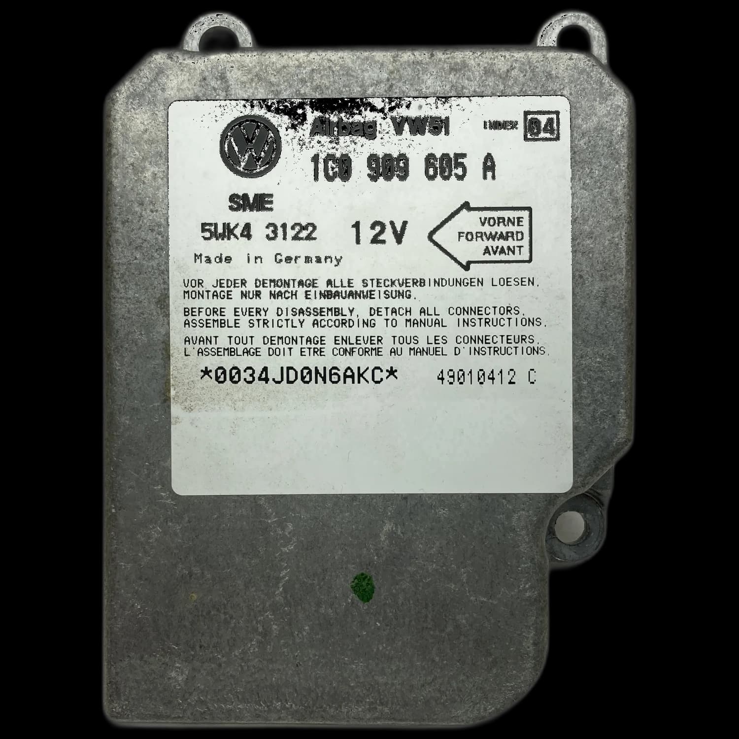 Airbagcomputer 1C0 909 605 A, Etiket