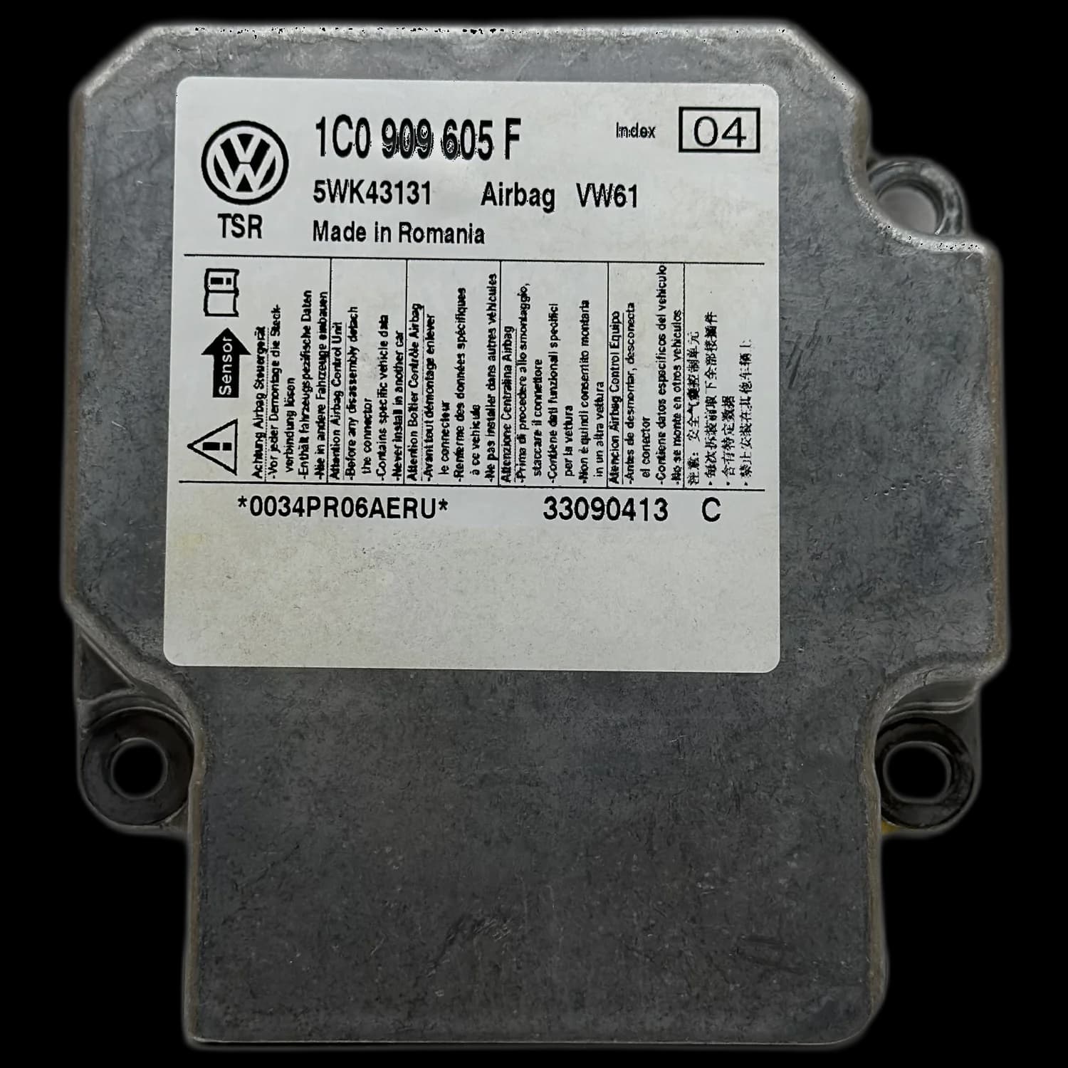 Airbagcomputer 1C0 909 605 F, Etiket