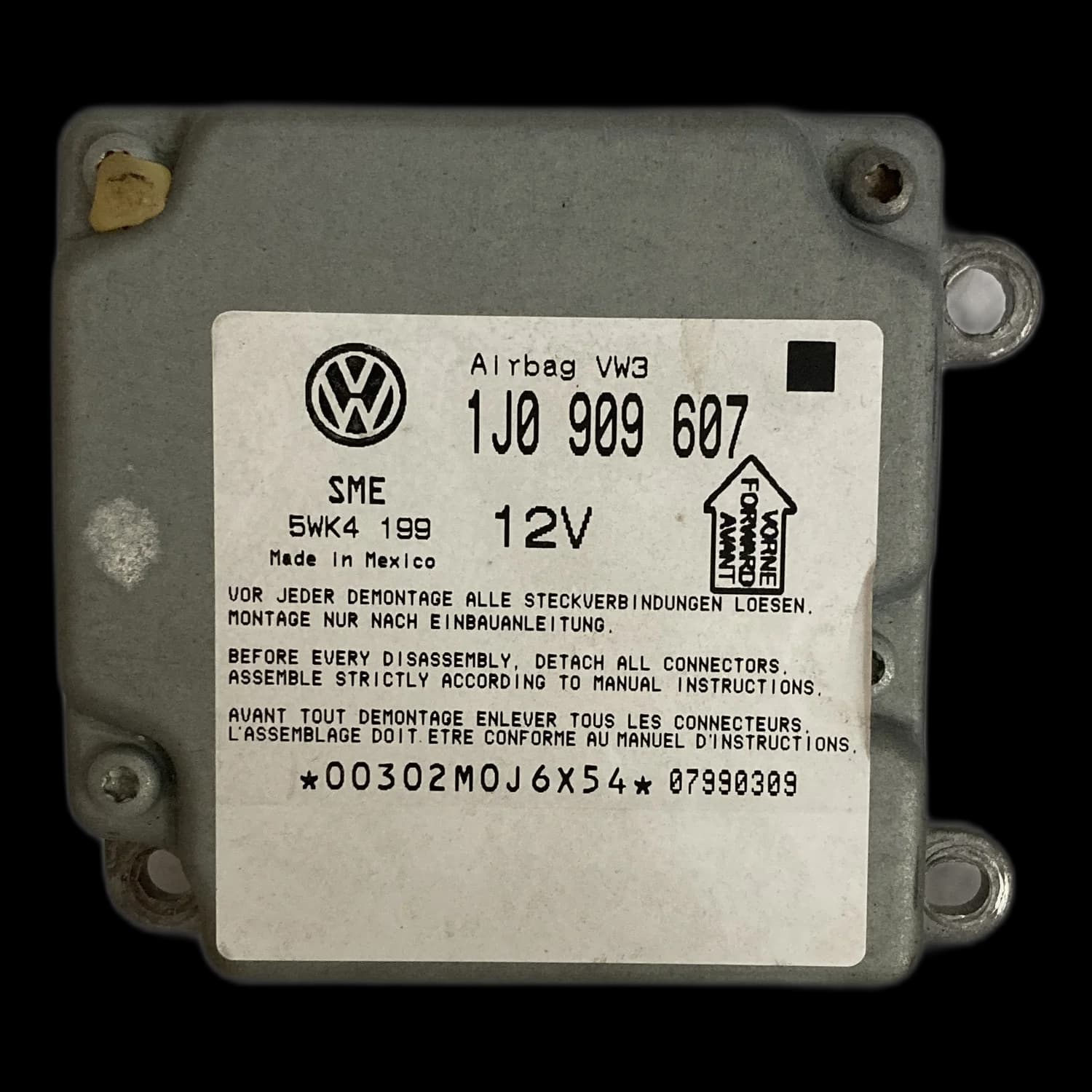Airbagcomputer 1J0 909 607, Etiket