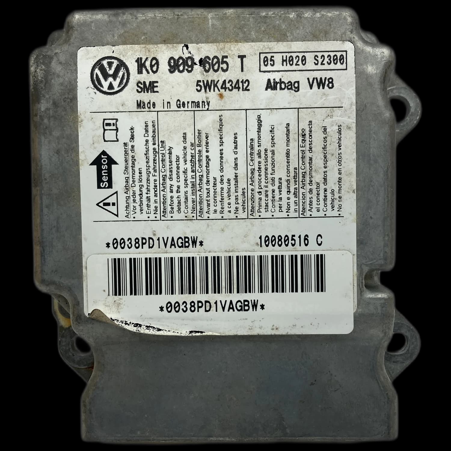 Airbagcomputer 1K0 909 605 T, Etiket