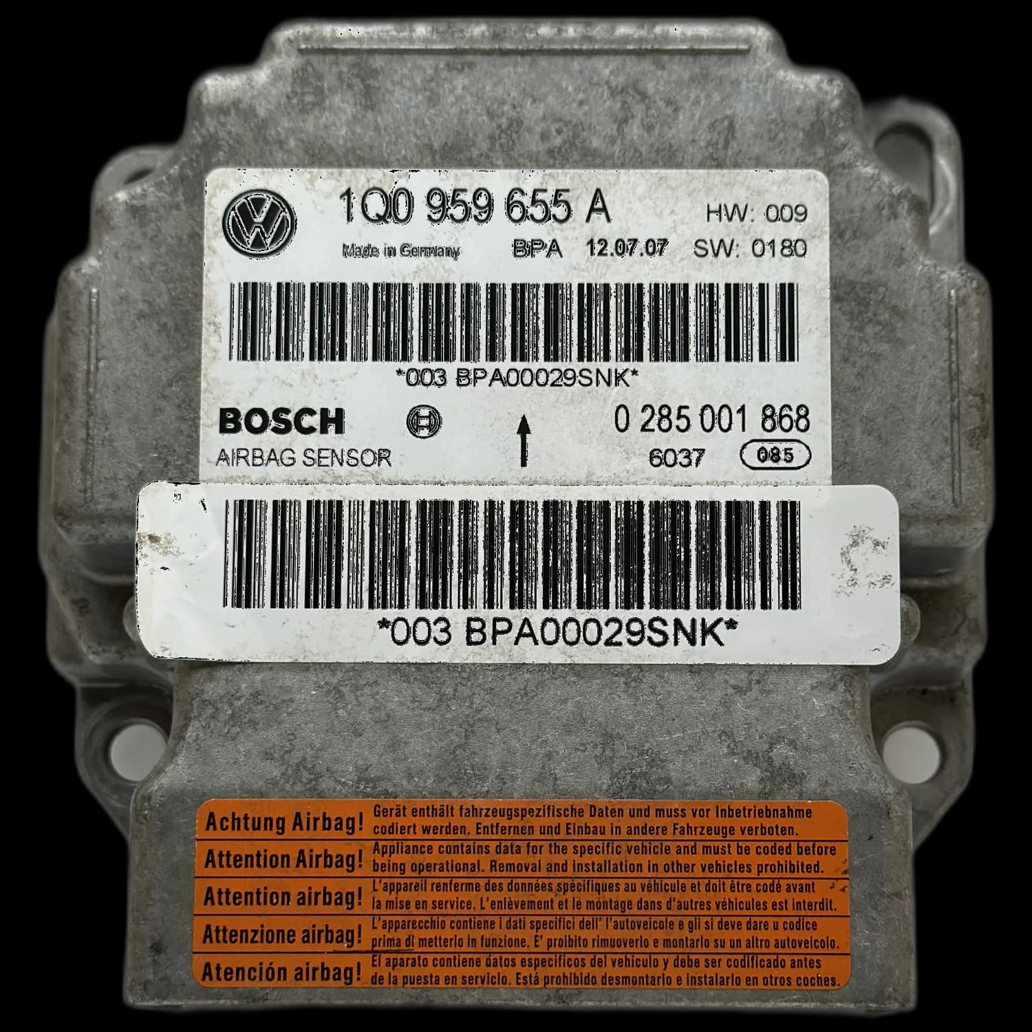Airbagcomputer 1Q0959655A, Etiket