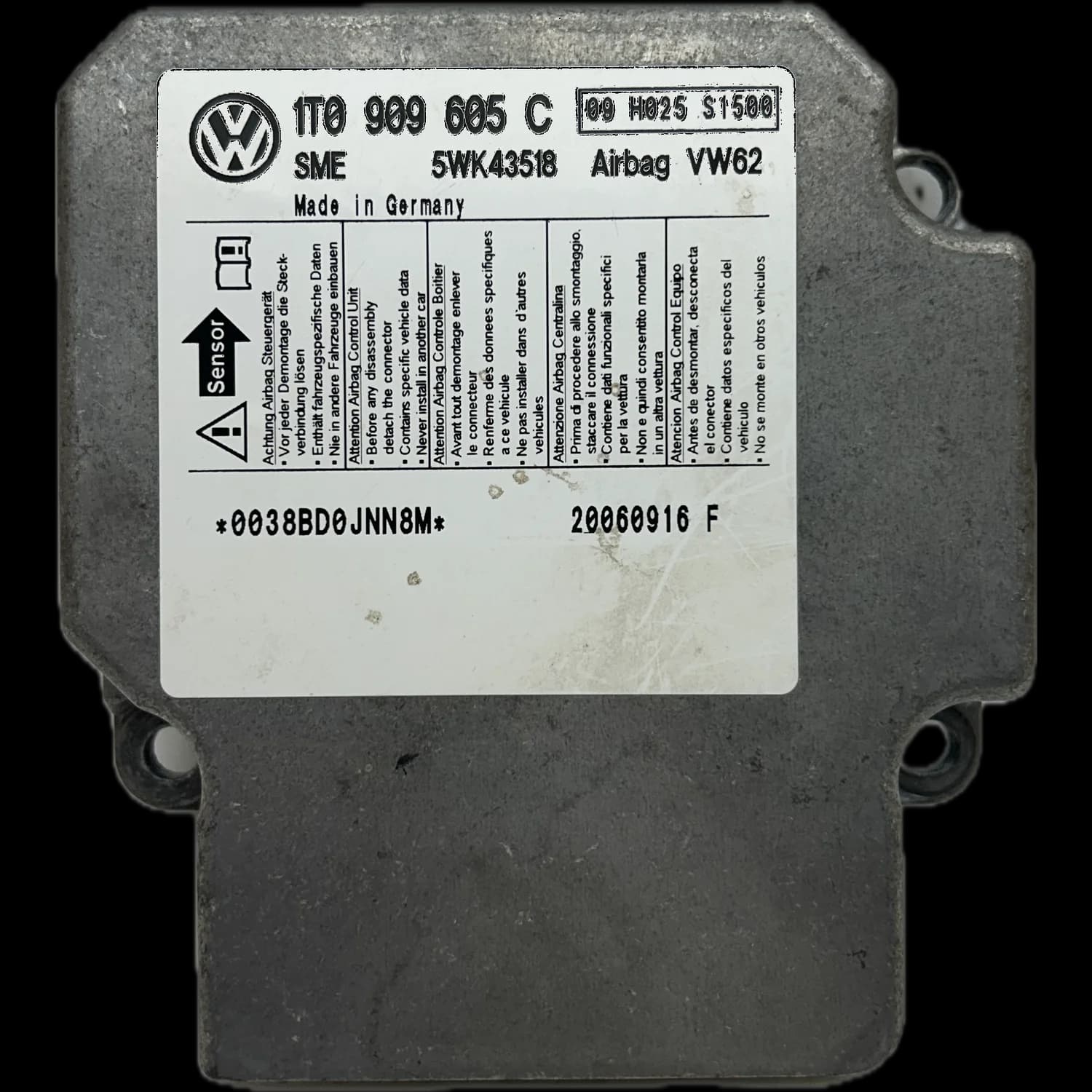 Airbagcomputer 1T0909605C, Etiket