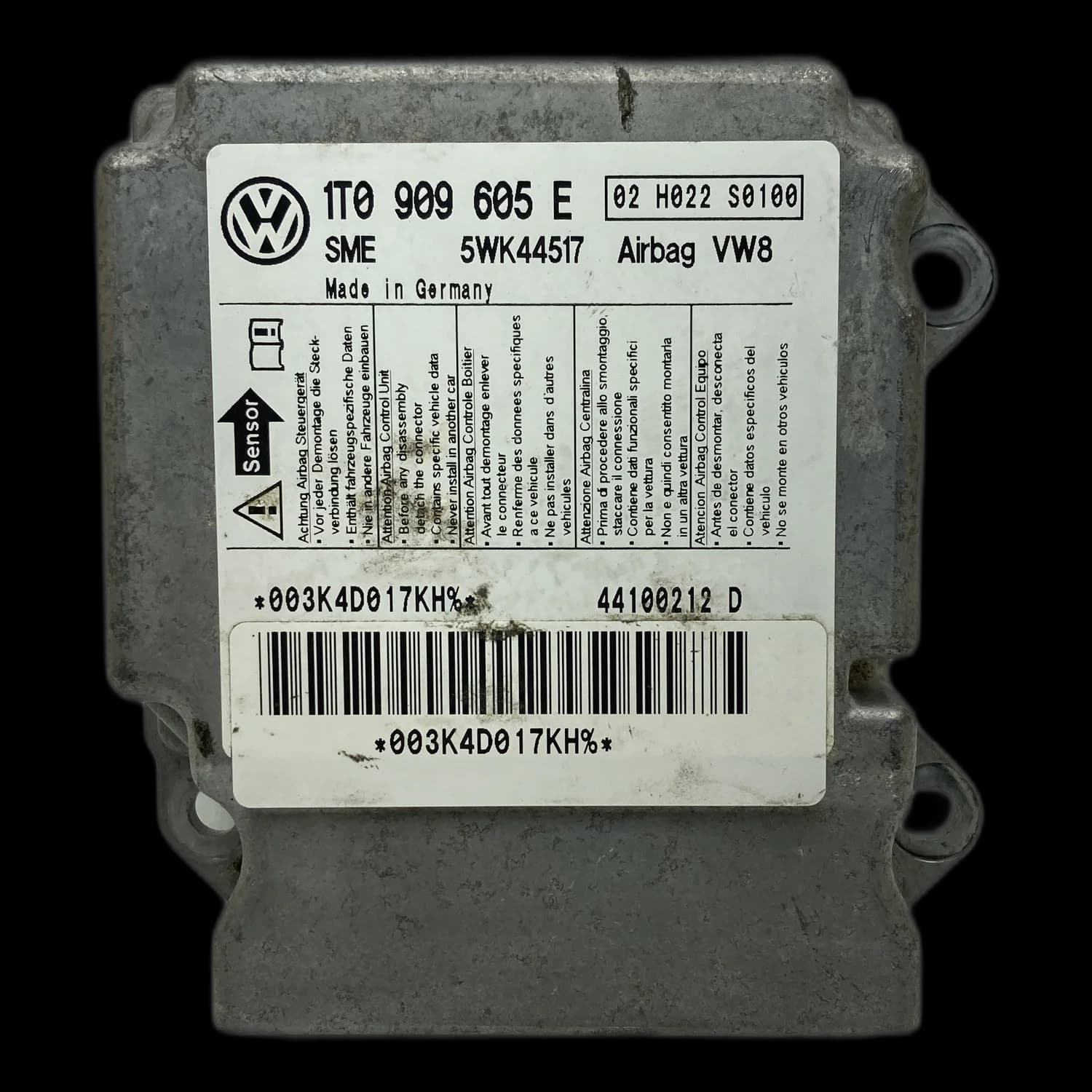 Airbag-regeleenheid 1T0 909 605 E, Etiket