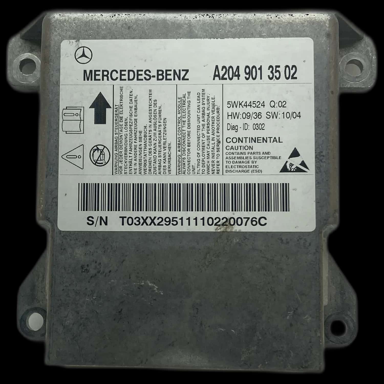 Mercedes-Benz C-Klasse C204 Coupé airbag-regeleenheid reparatie