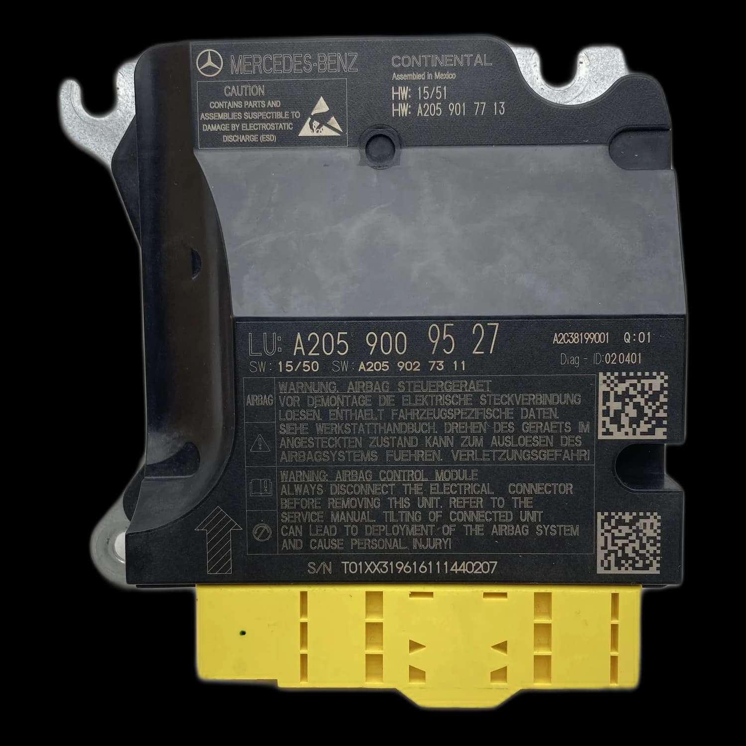 Airbagcomputer A205 900 95 27, Etiket