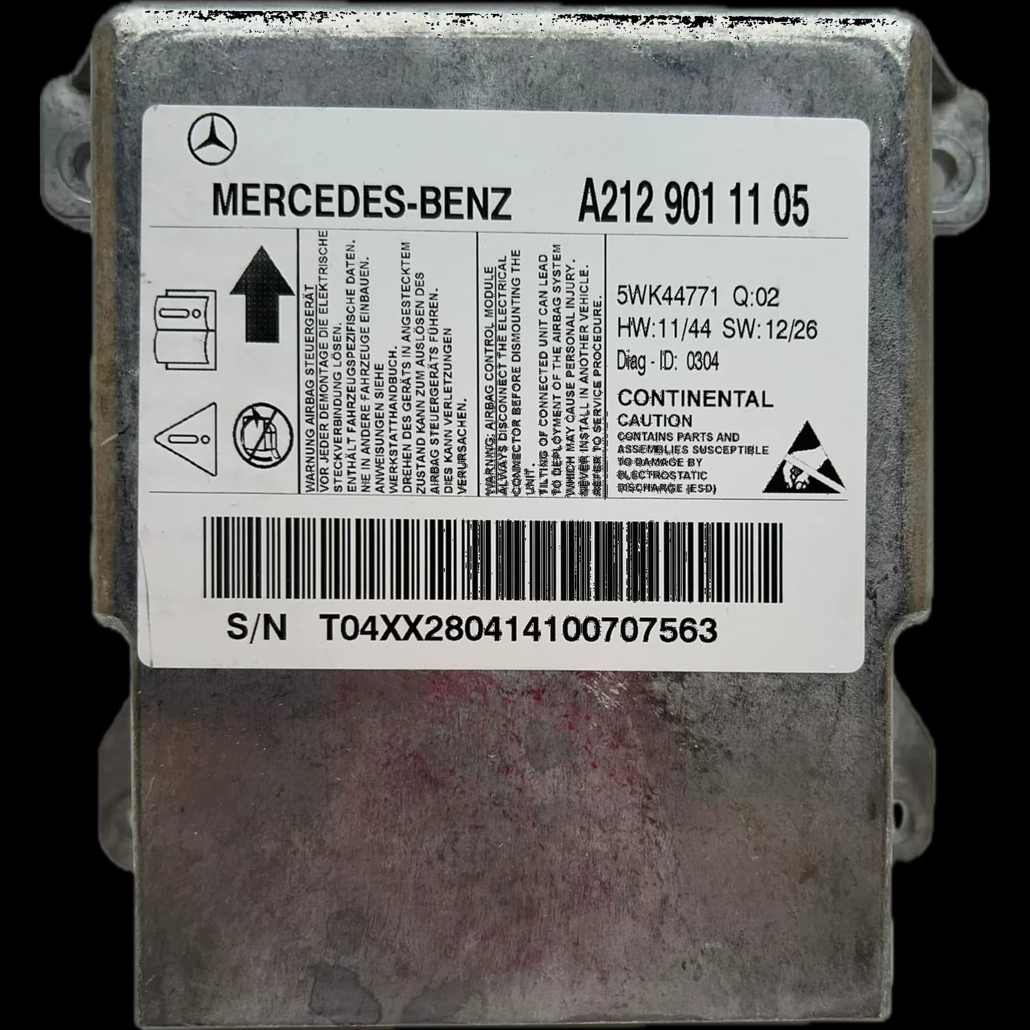 Airbagcomputer A2129011105, Etiket