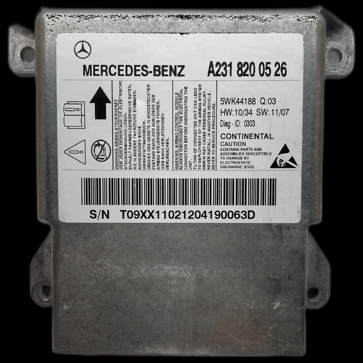 Mercedes-Benz SL-Klasse R231 Cabrio airbag-regeleenheid reparatie