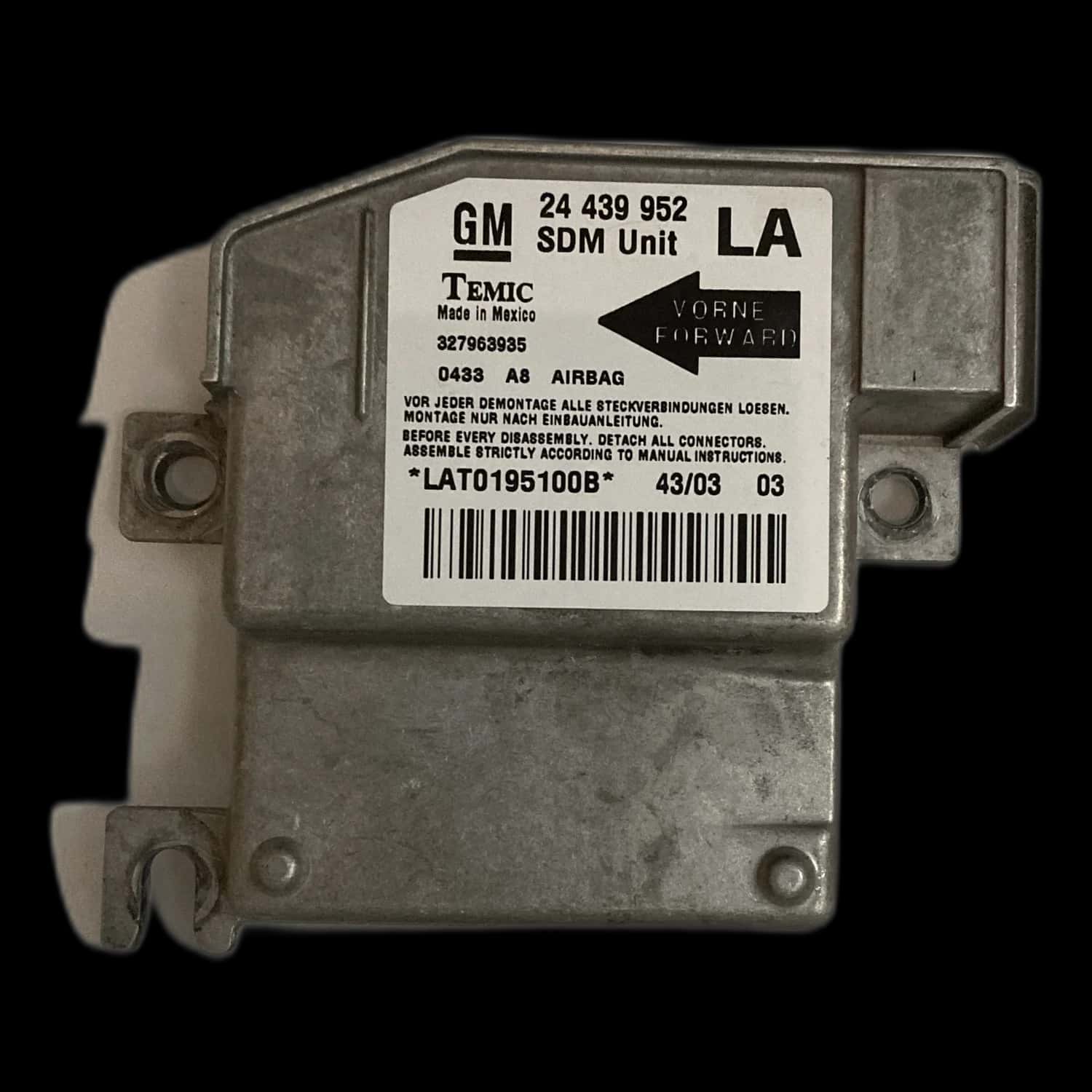 Opel Corsa C airbag-regeleenheid reparatie