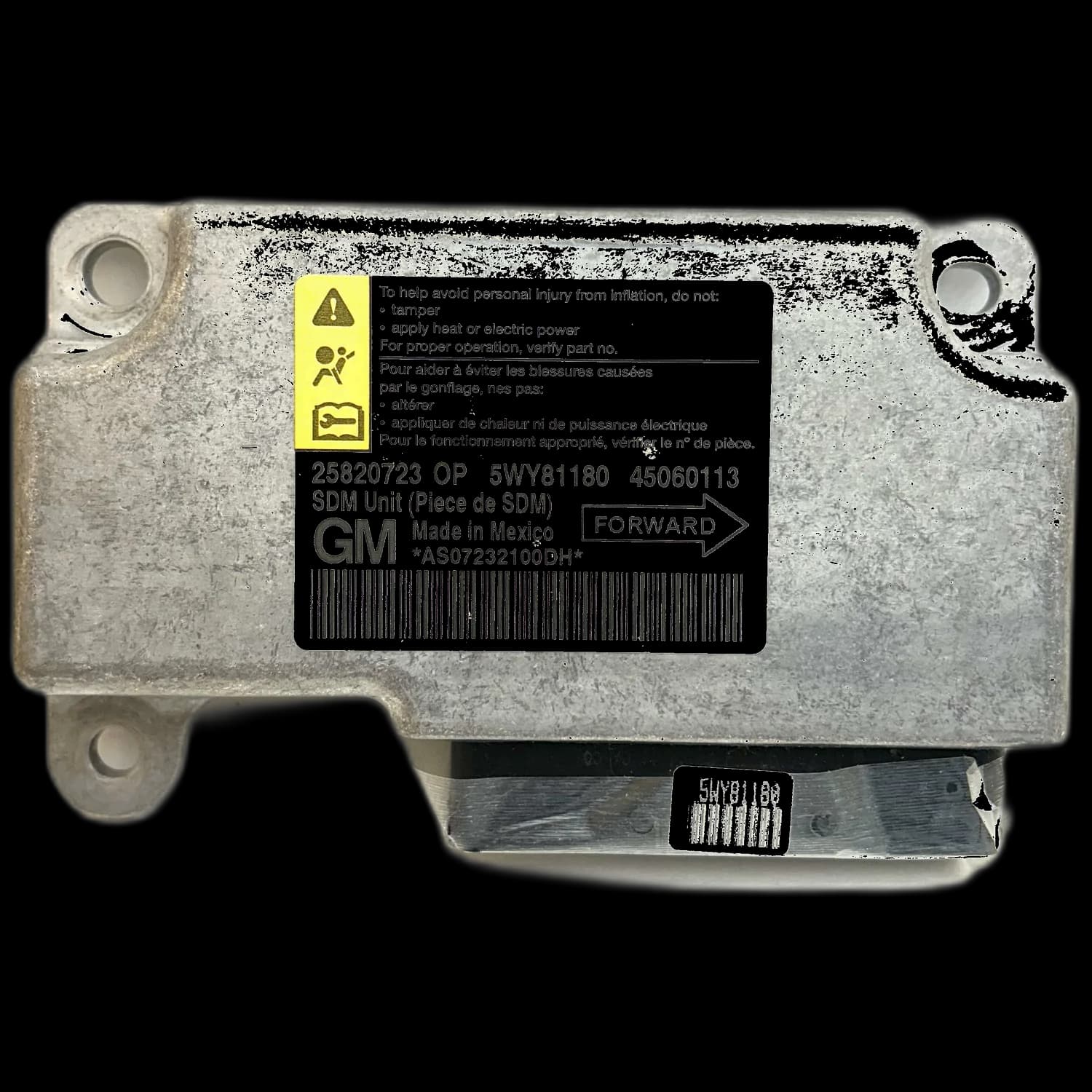 Airbagcomputer 25820723 OP, Etiket