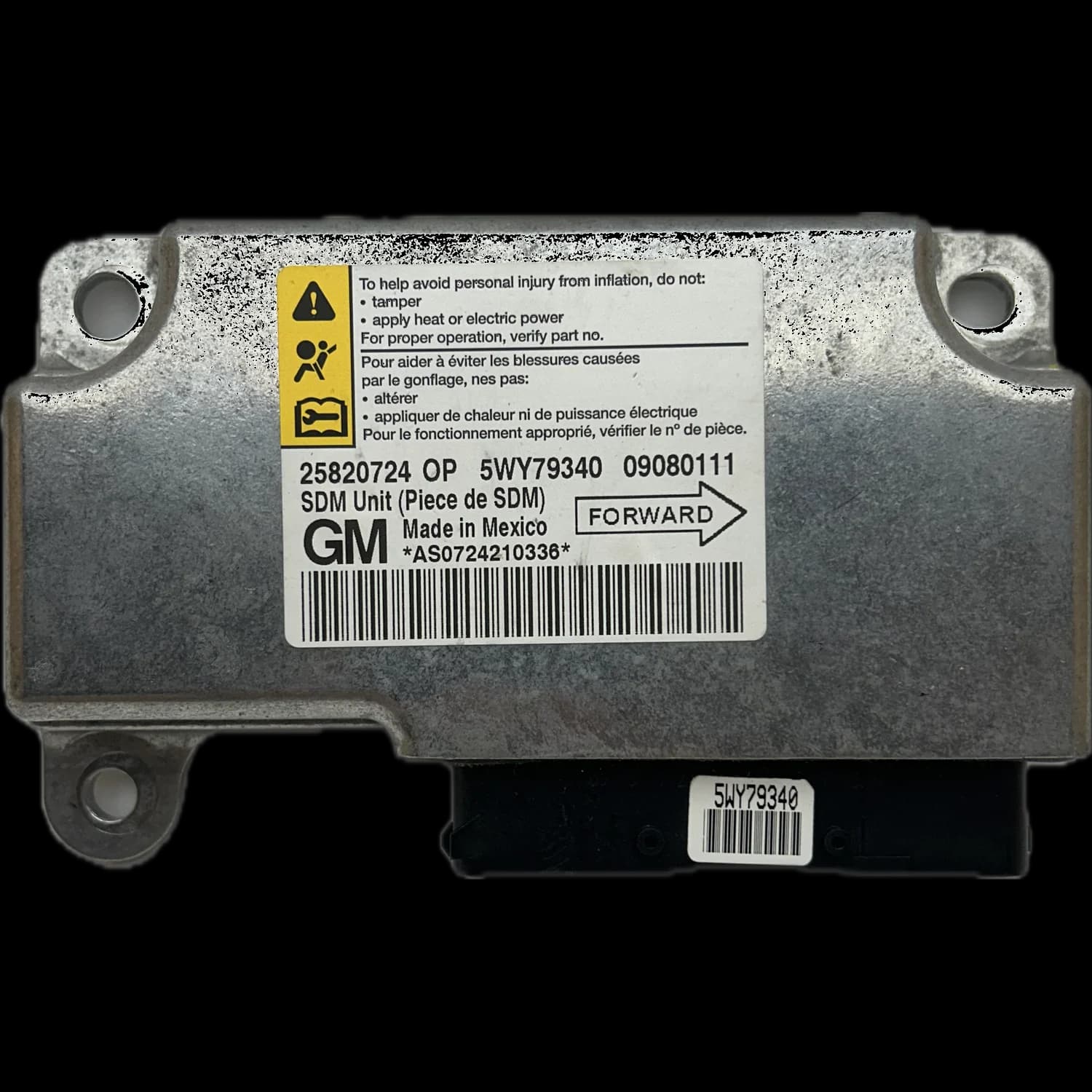 Airbagcomputer 25820724 OP, Etiket
