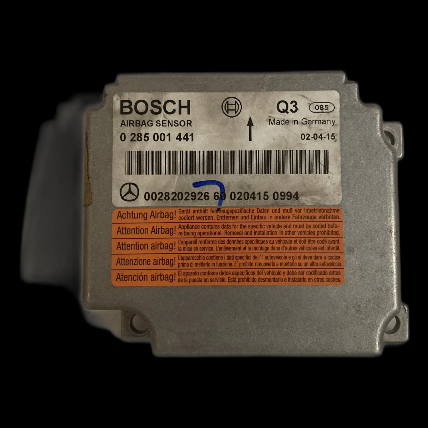 Airbagcomputer 0285001441, Etiket