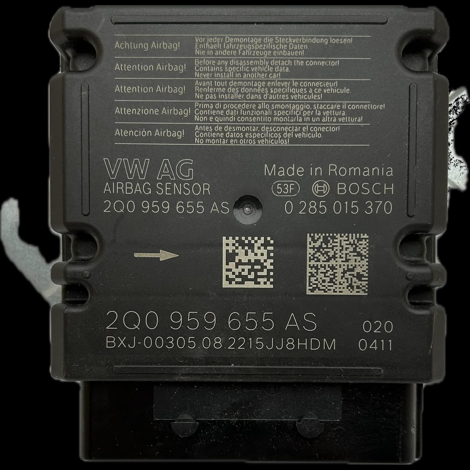 Airbagcomputer 2Q0 959 655 AS, Etiket