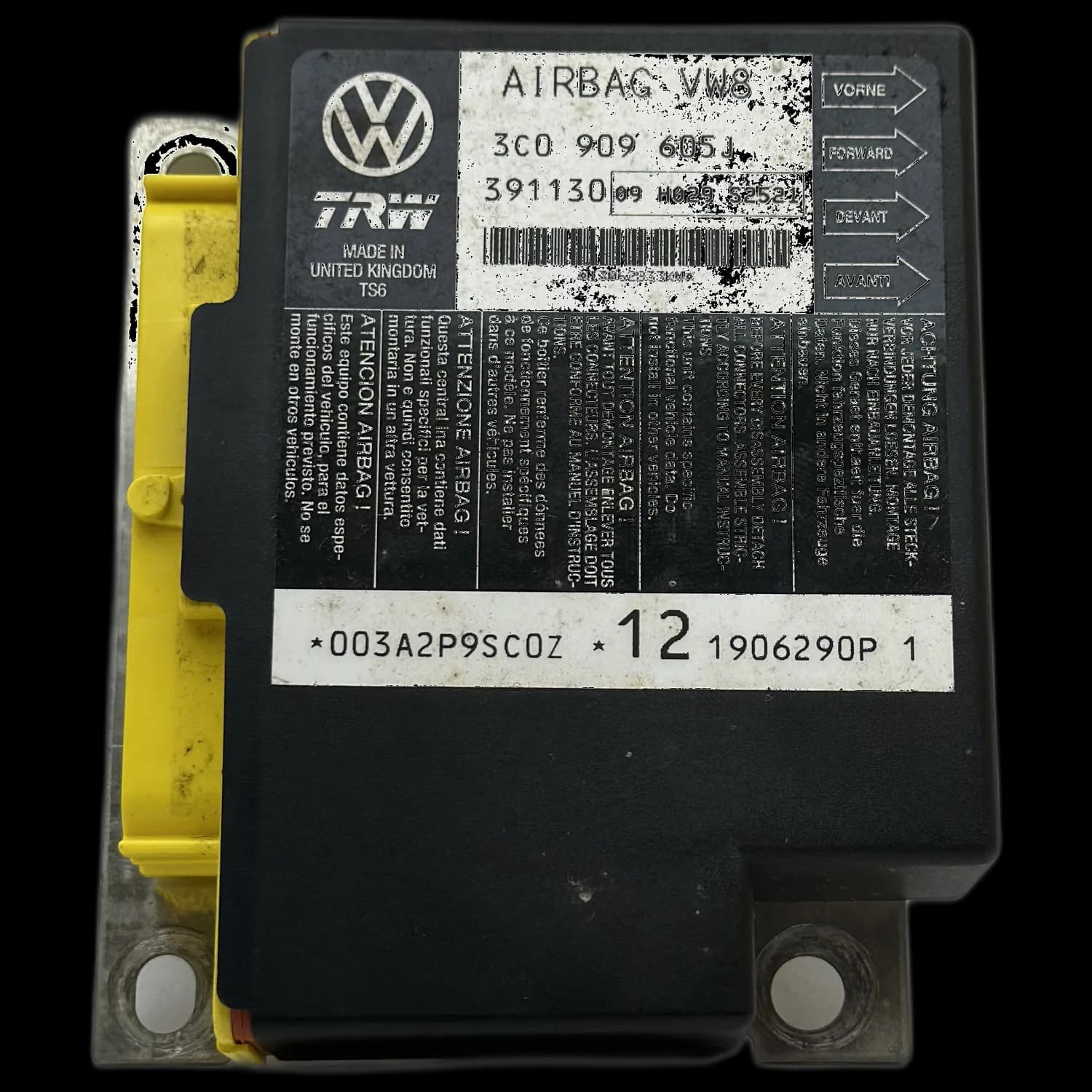 Airbagcomputer 3C0 909 605J, Etiket