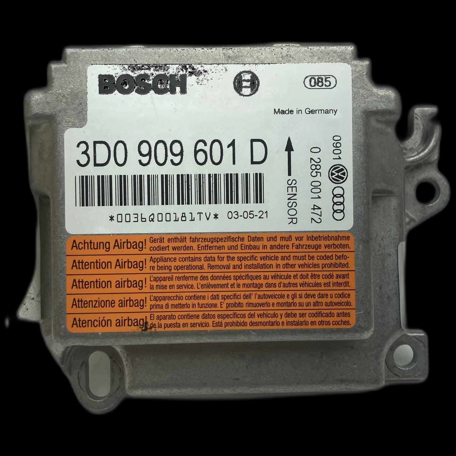 Airbagcomputer 3D0 909 601 D, Etiket