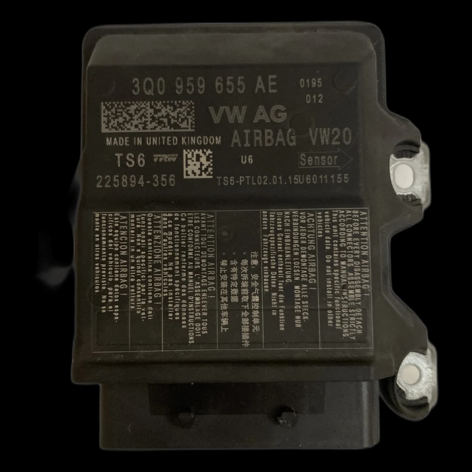 Airbagcomputer 3Q0 959 655 AE, Etiket