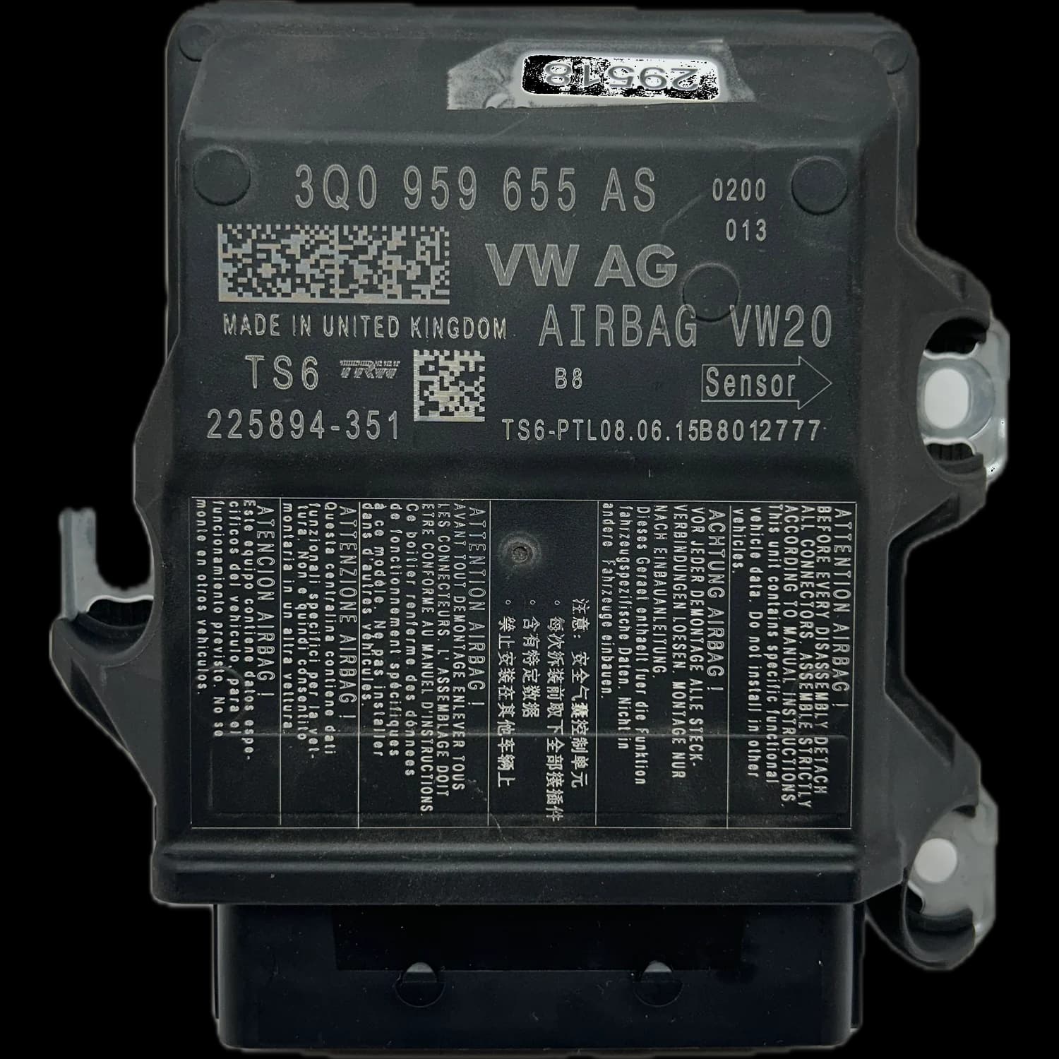 Airbagcomputer 3Q0 959 655 AS, Etiket