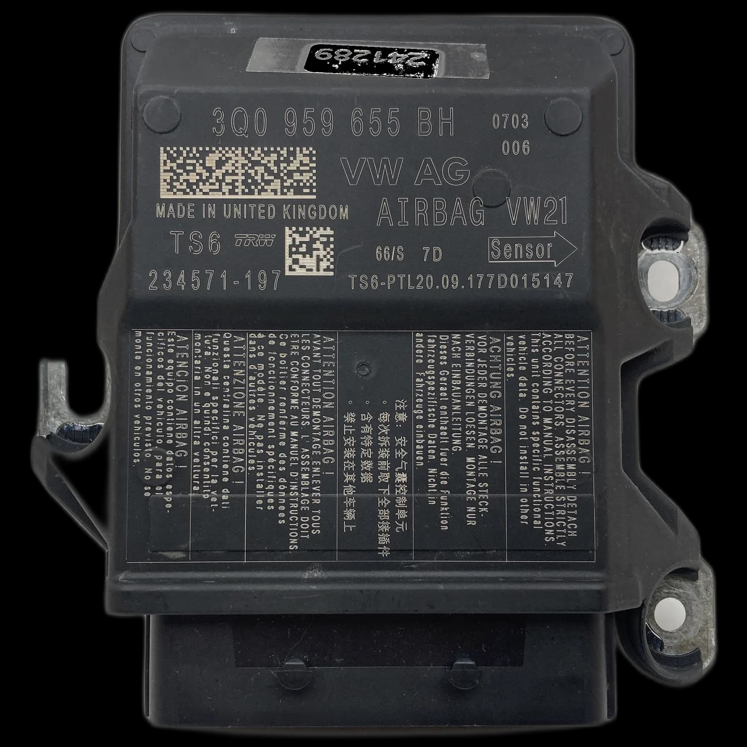 Airbagcomputer 3Q0 959 655 BH, Etiket