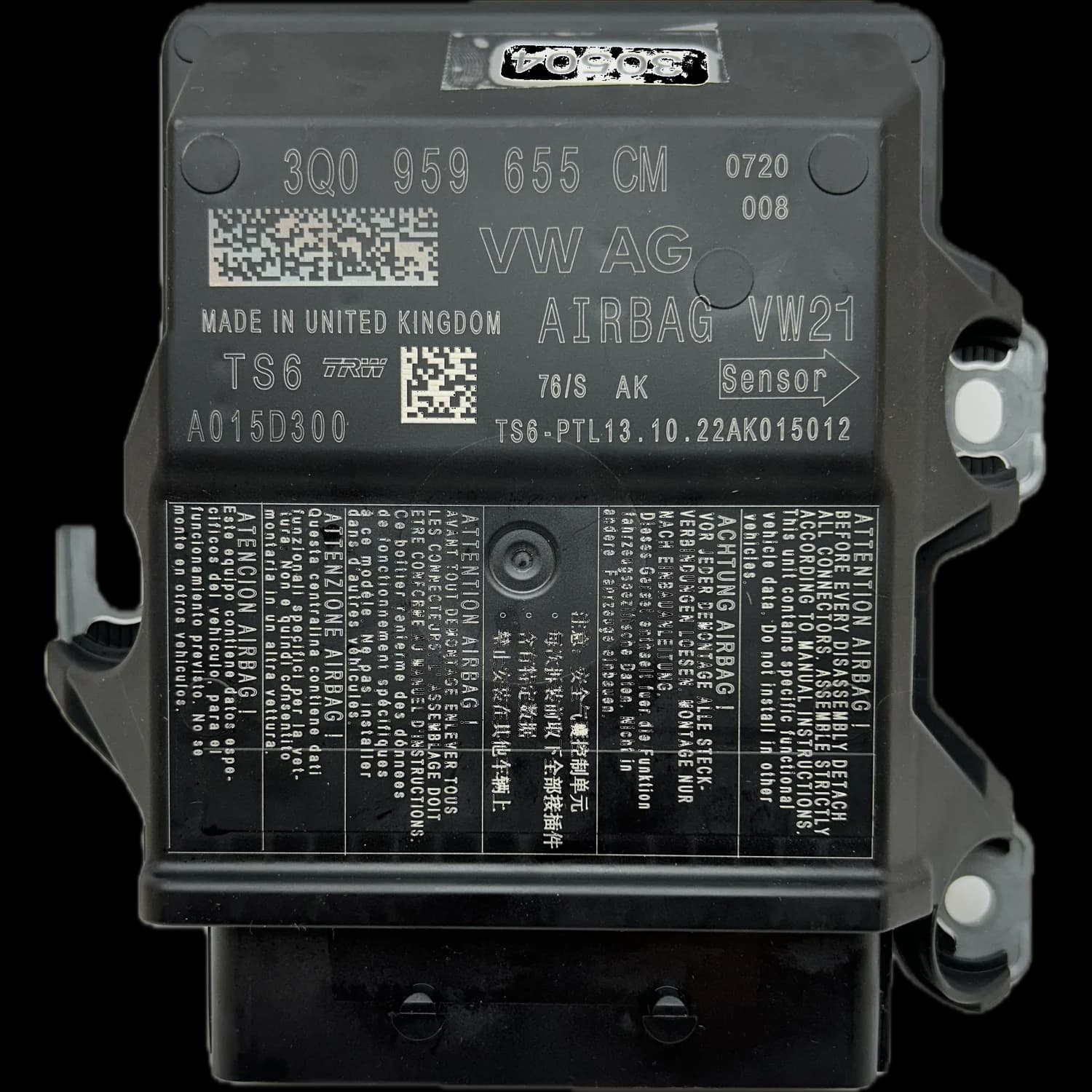 Airbagcomputer 3Q0 959 655 CM, Etiket