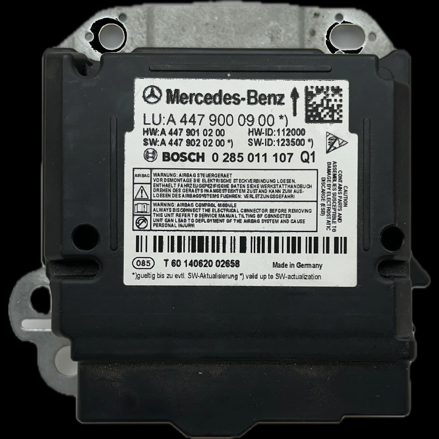 Airbagcomputer A4479000900, Etiket