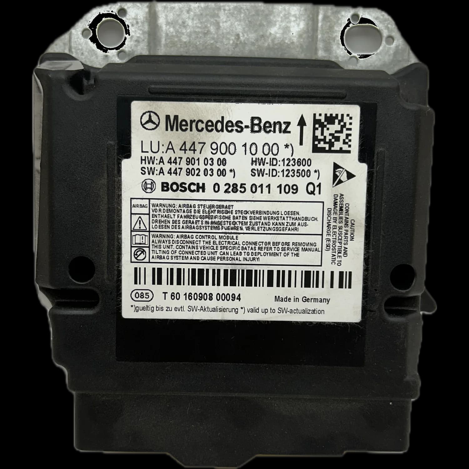 Airbagcomputer A 447 900 10 00, Etiket