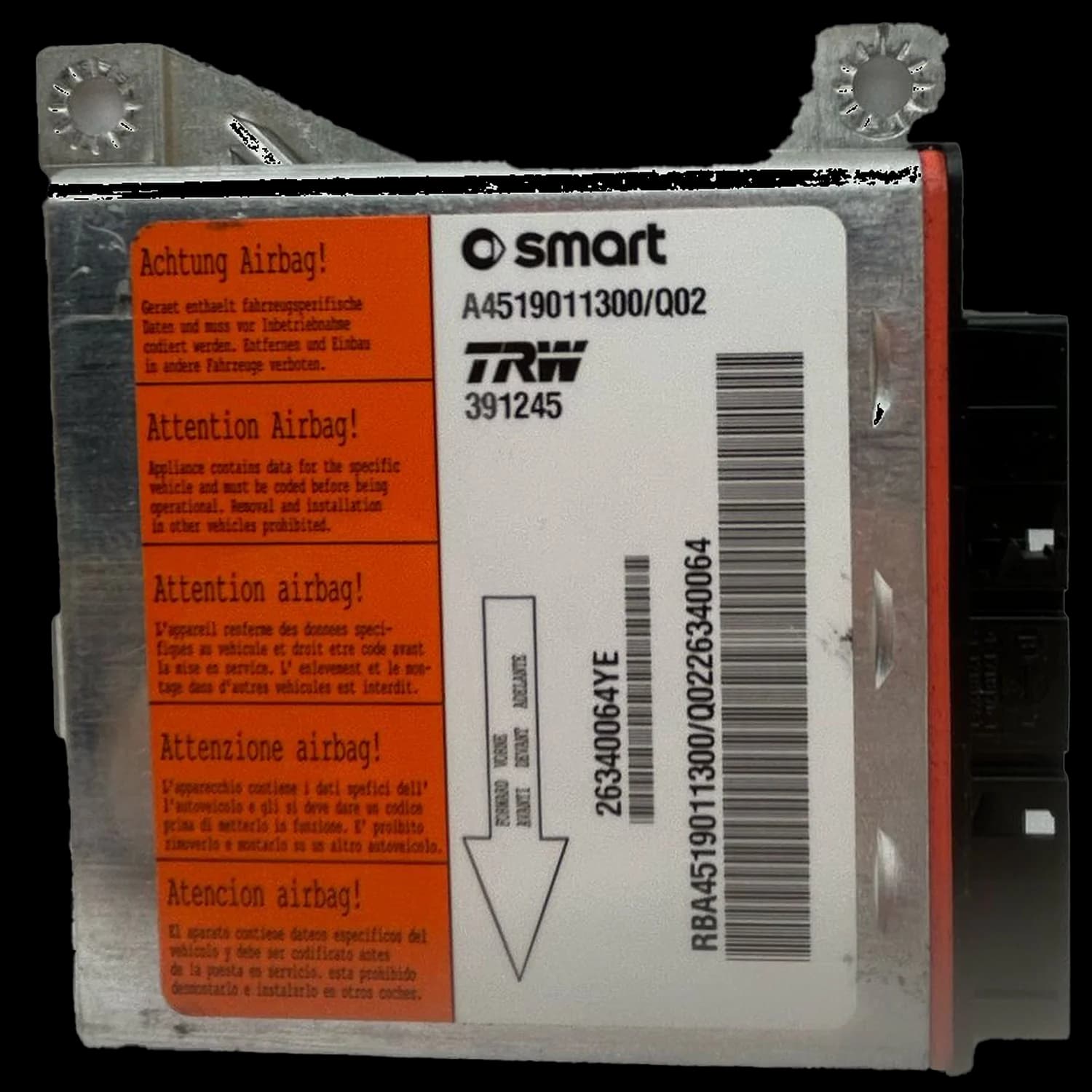 Airbagcomputer A4519011300, Etiket