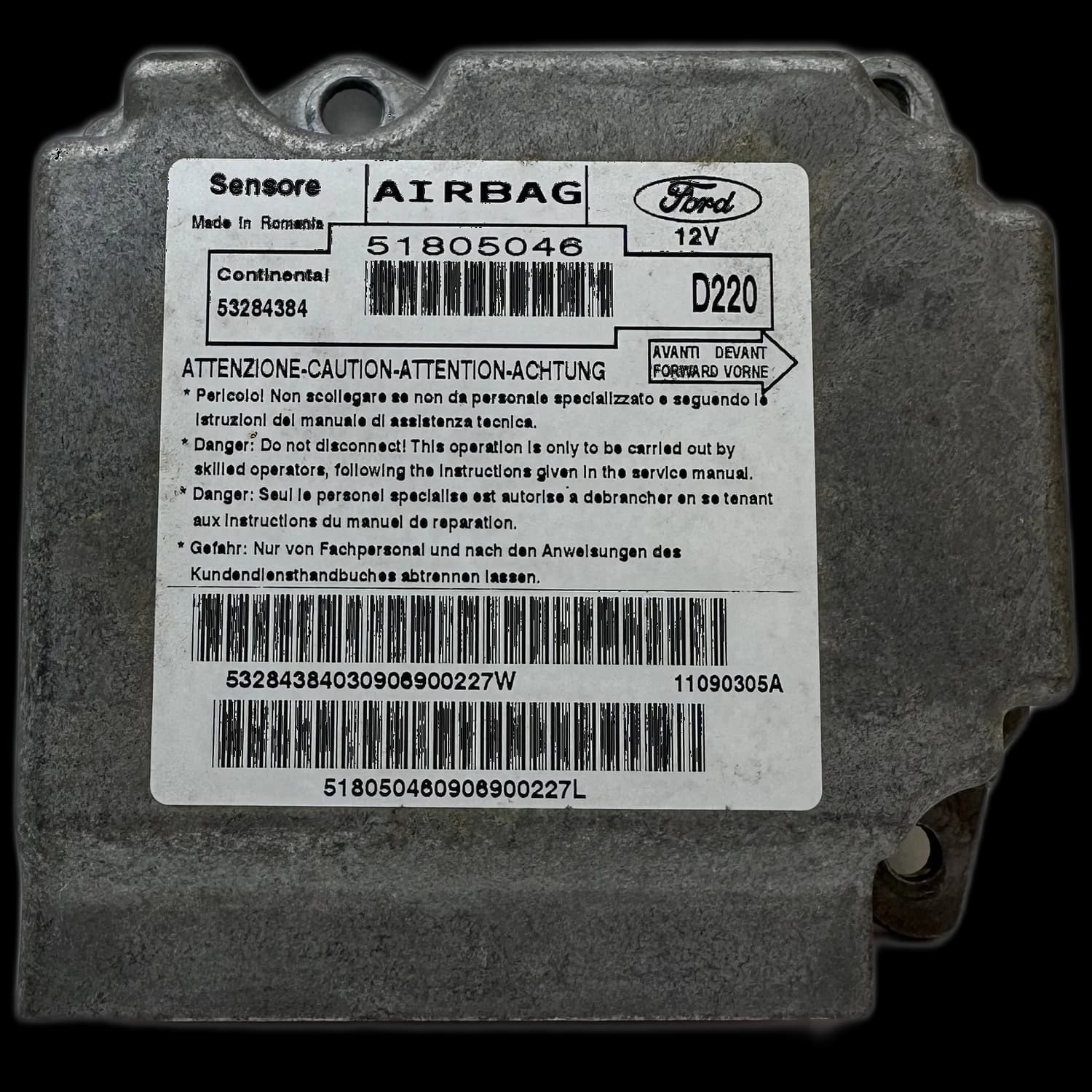Airbagcomputer 51805046, Etiket