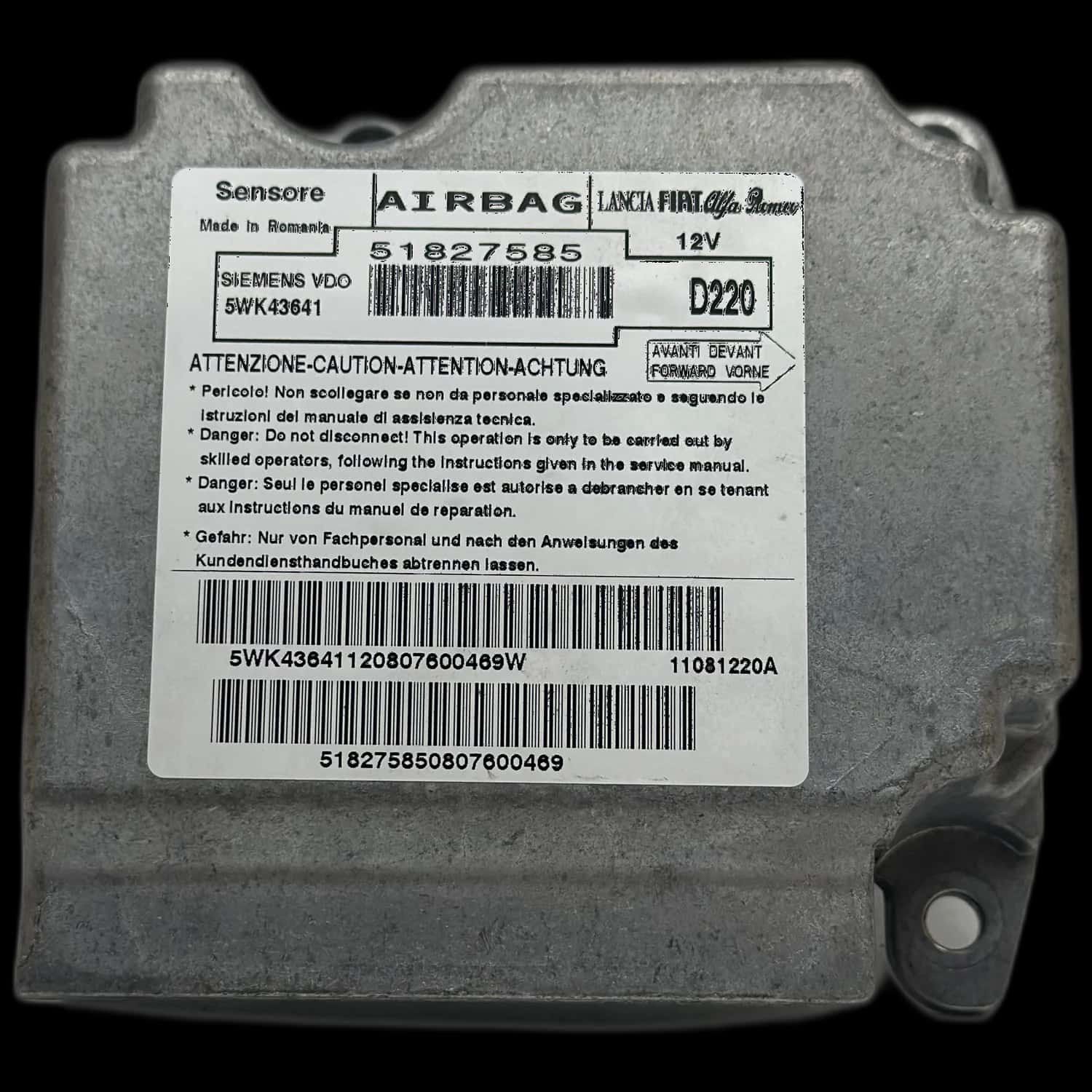 Fiat Bravo 198 airbag-regeleenheid reparatie