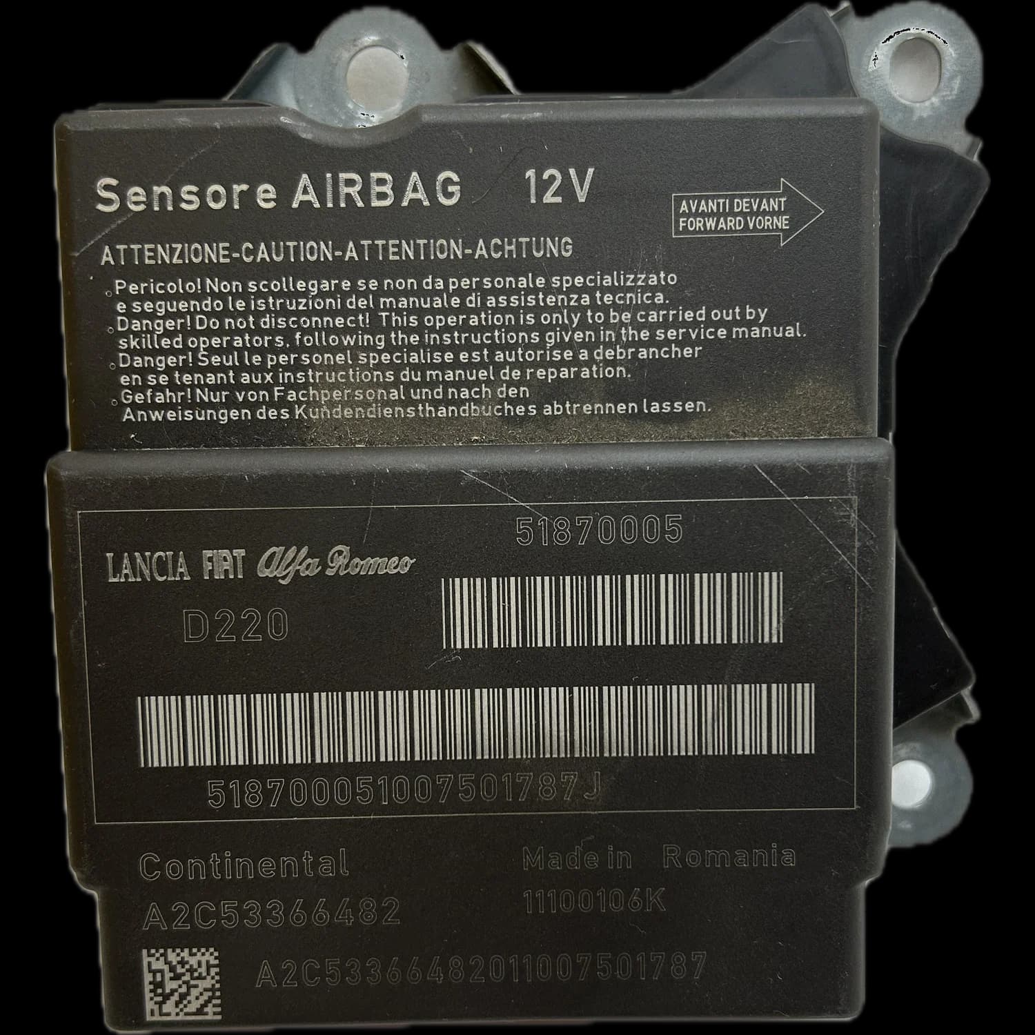 Airbagcomputer 51870005, Etiket