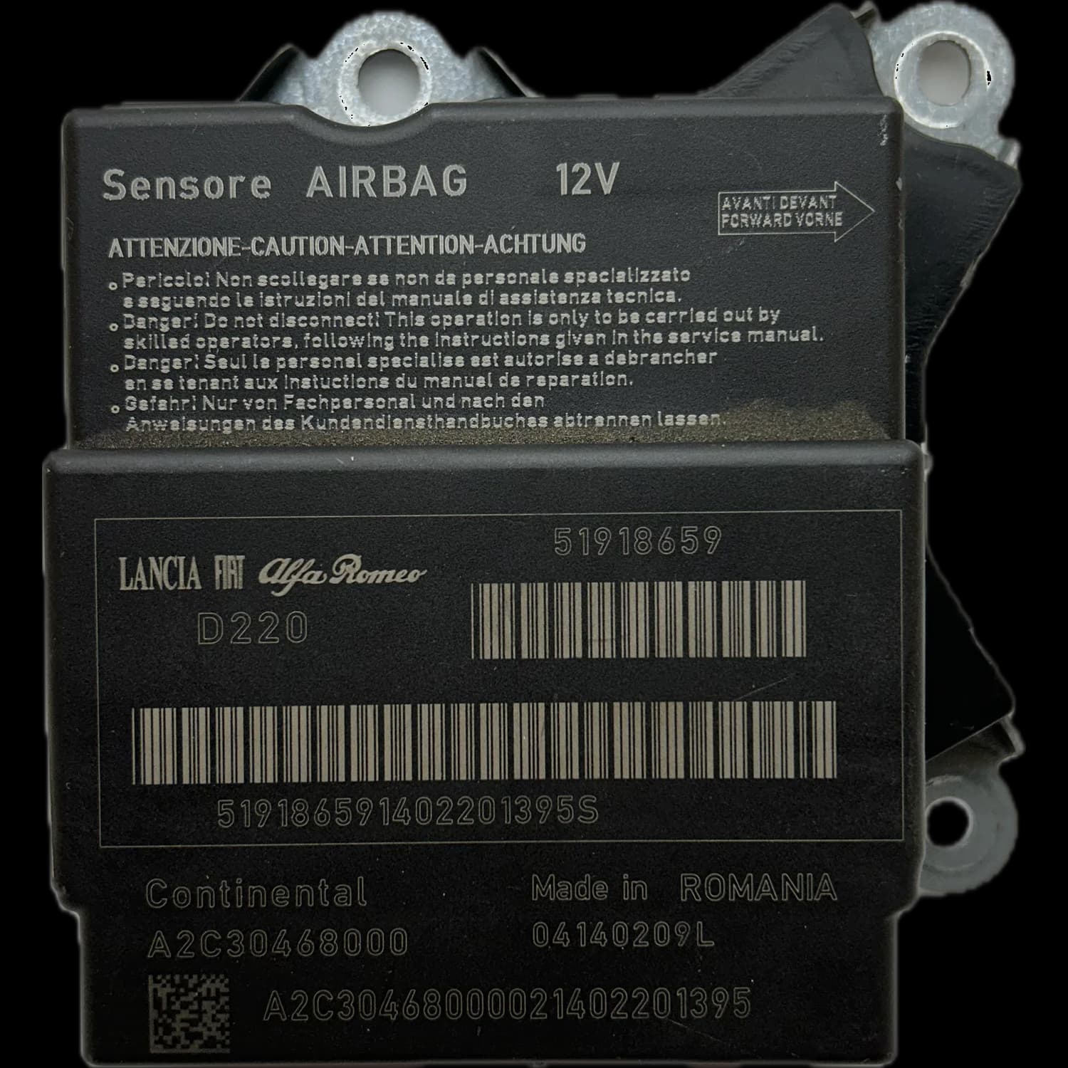 Airbagcomputer 51918659, Etiket