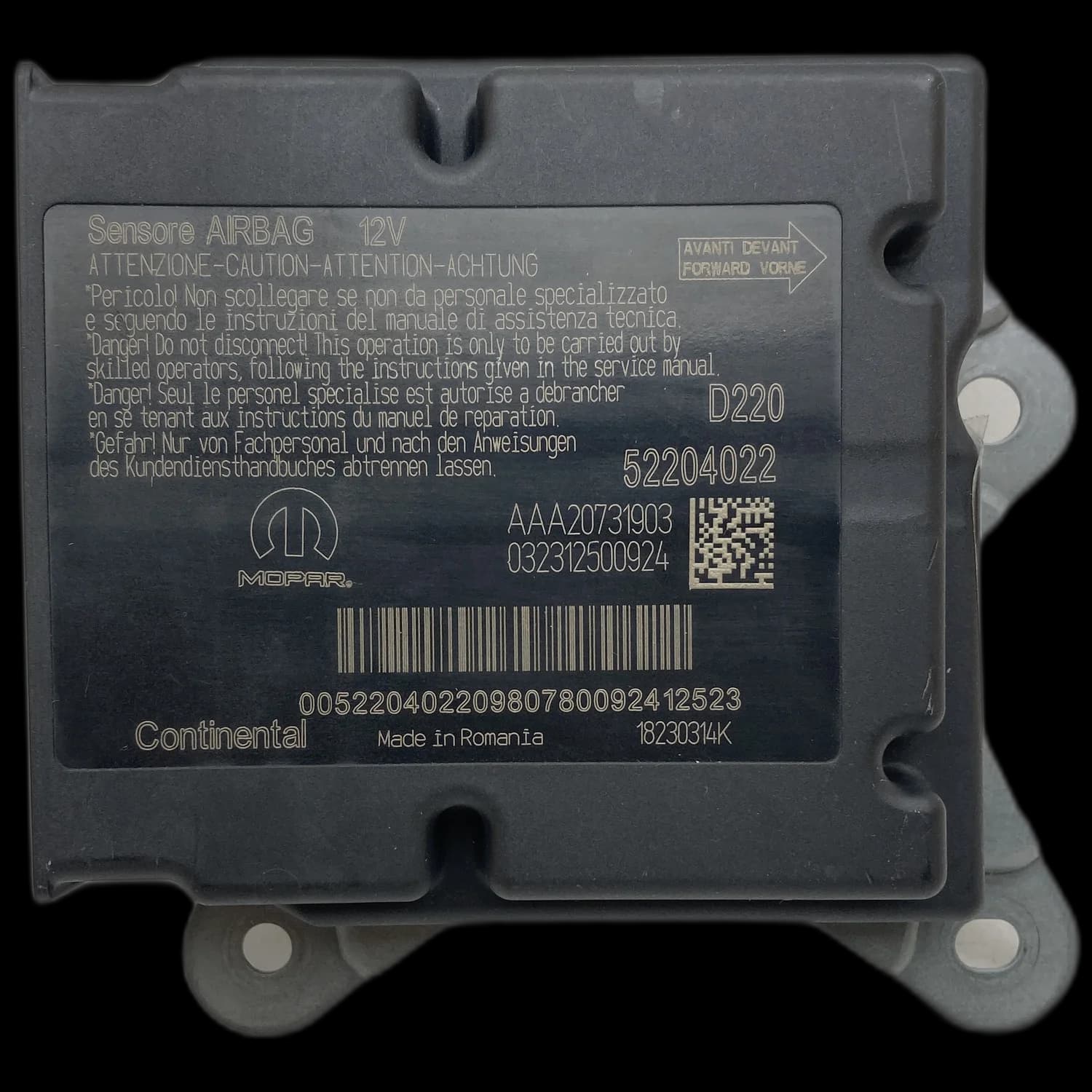 Airbagcomputer 52204022, Etiket