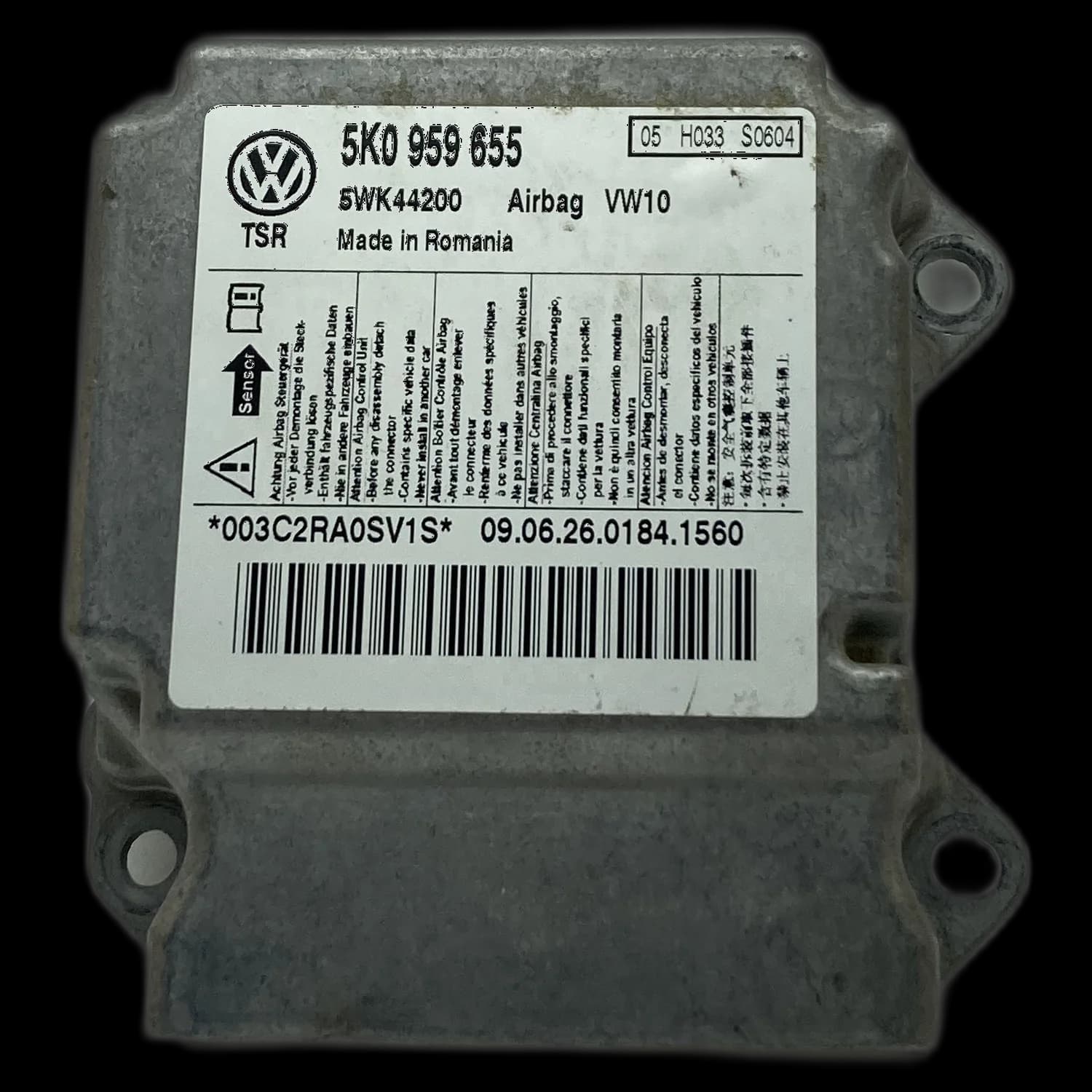 Airbagcomputer 5K0959655, Etiket