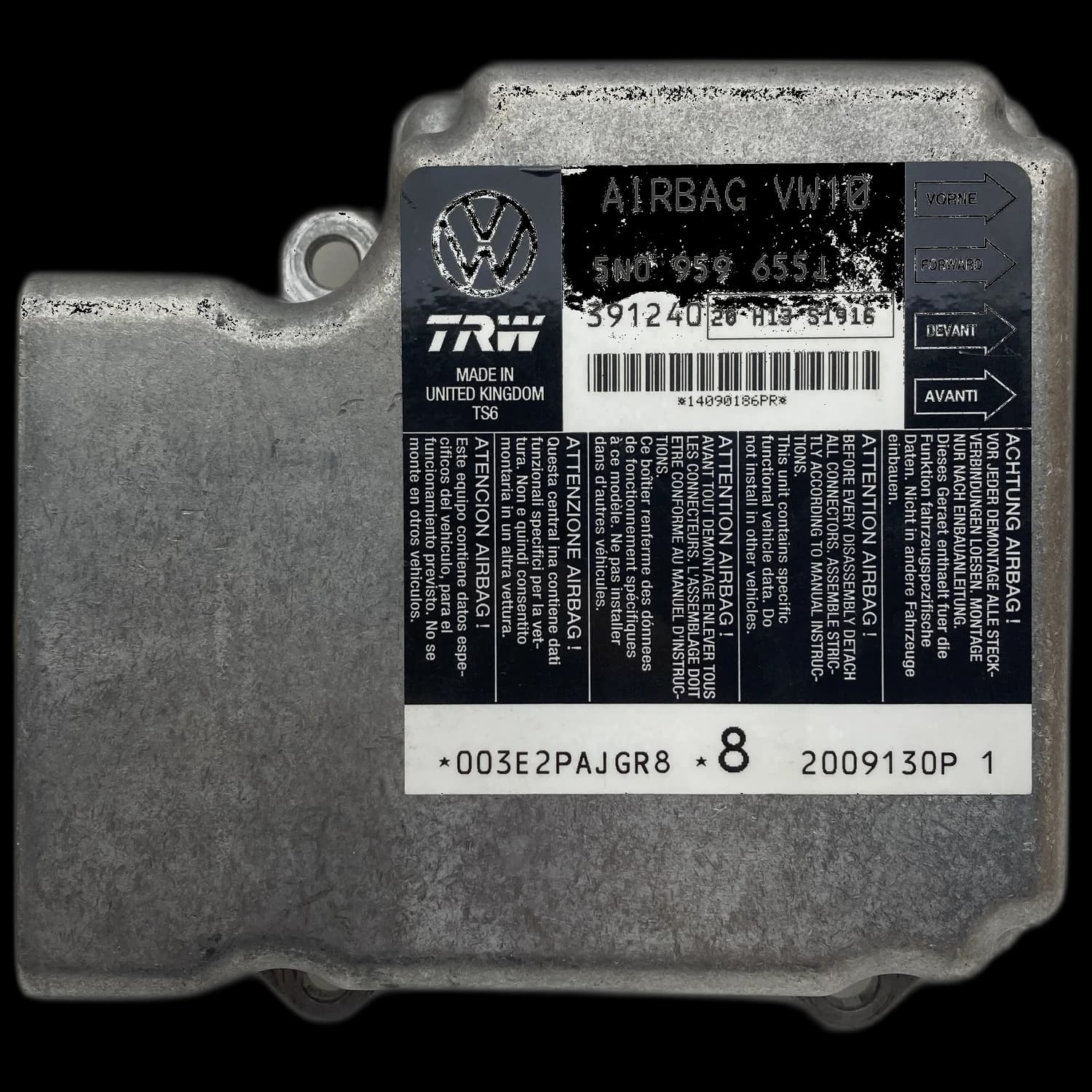 Airbagcomputer 5N0 959 655 J, Etiket